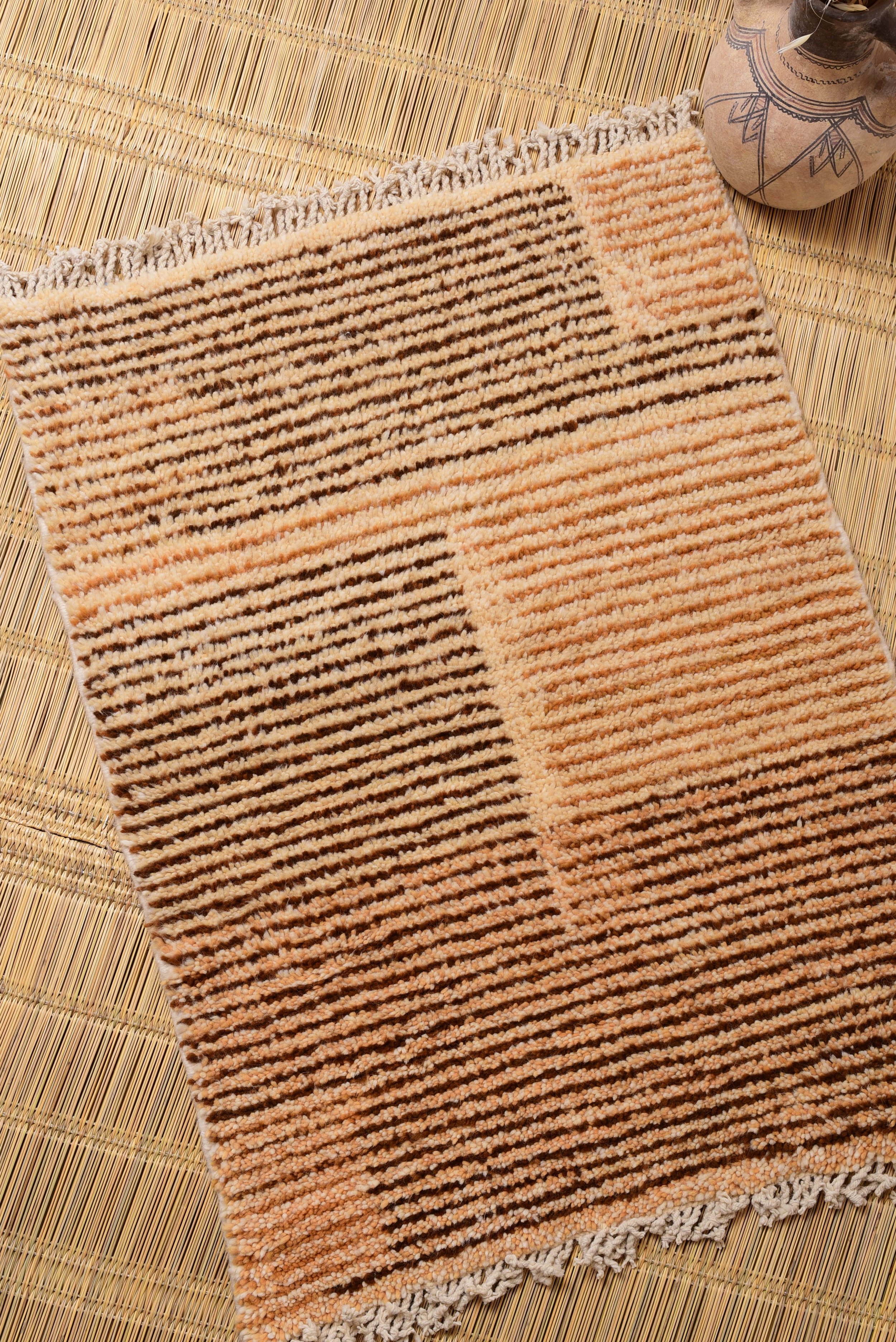 Moroccan eco-friendly, sustainable and toxic free rug handwoven with henna-dyed wool