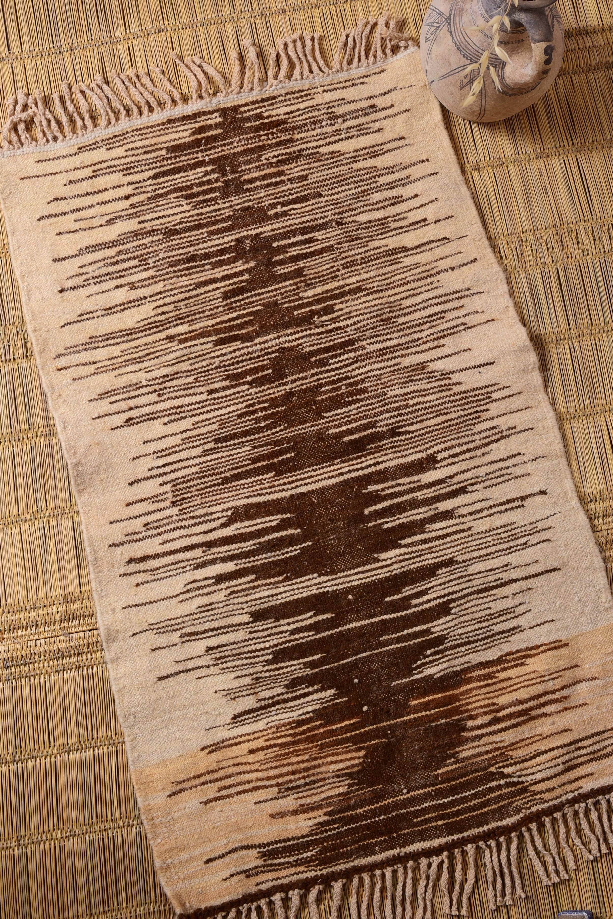 Moroccan eco-friendly, sustainable and toxic free rug handwoven with henna-dyed wool