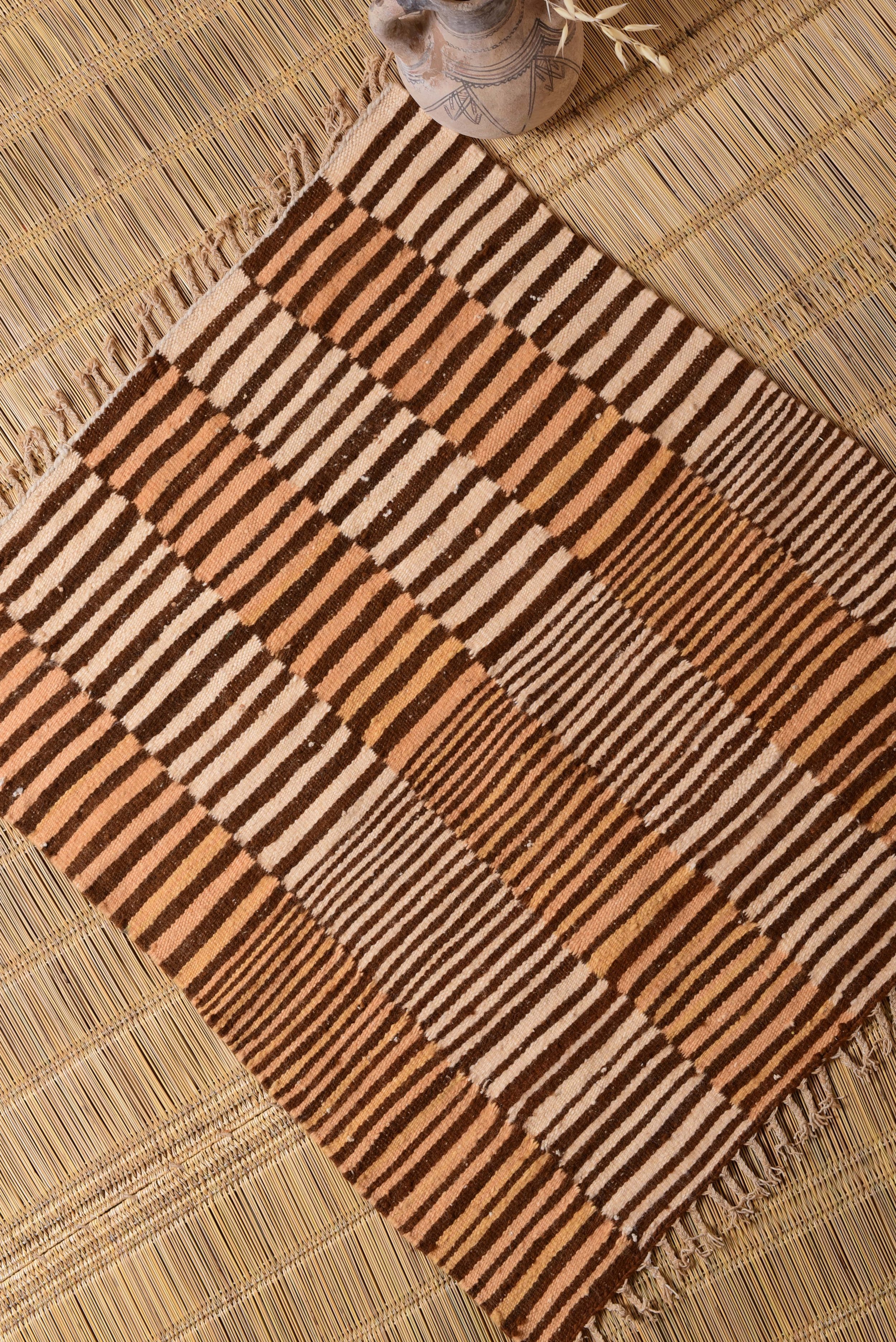 Moroccan eco-friendly, sustainable and toxic free rug handwoven with henna-dyed wool