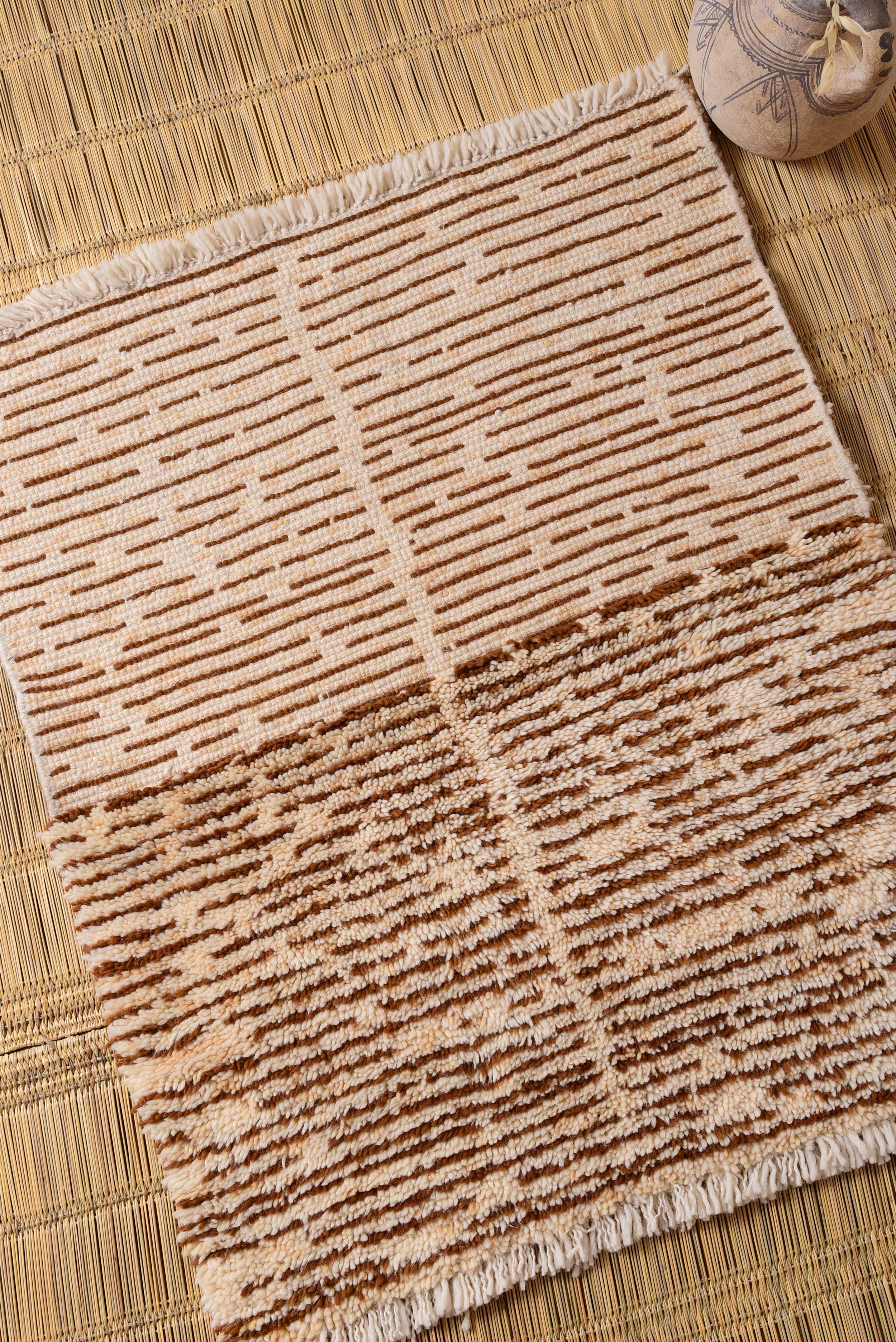 Moroccan eco-friendly, sustainable and toxic free rug handwoven with henna-dyed wool
