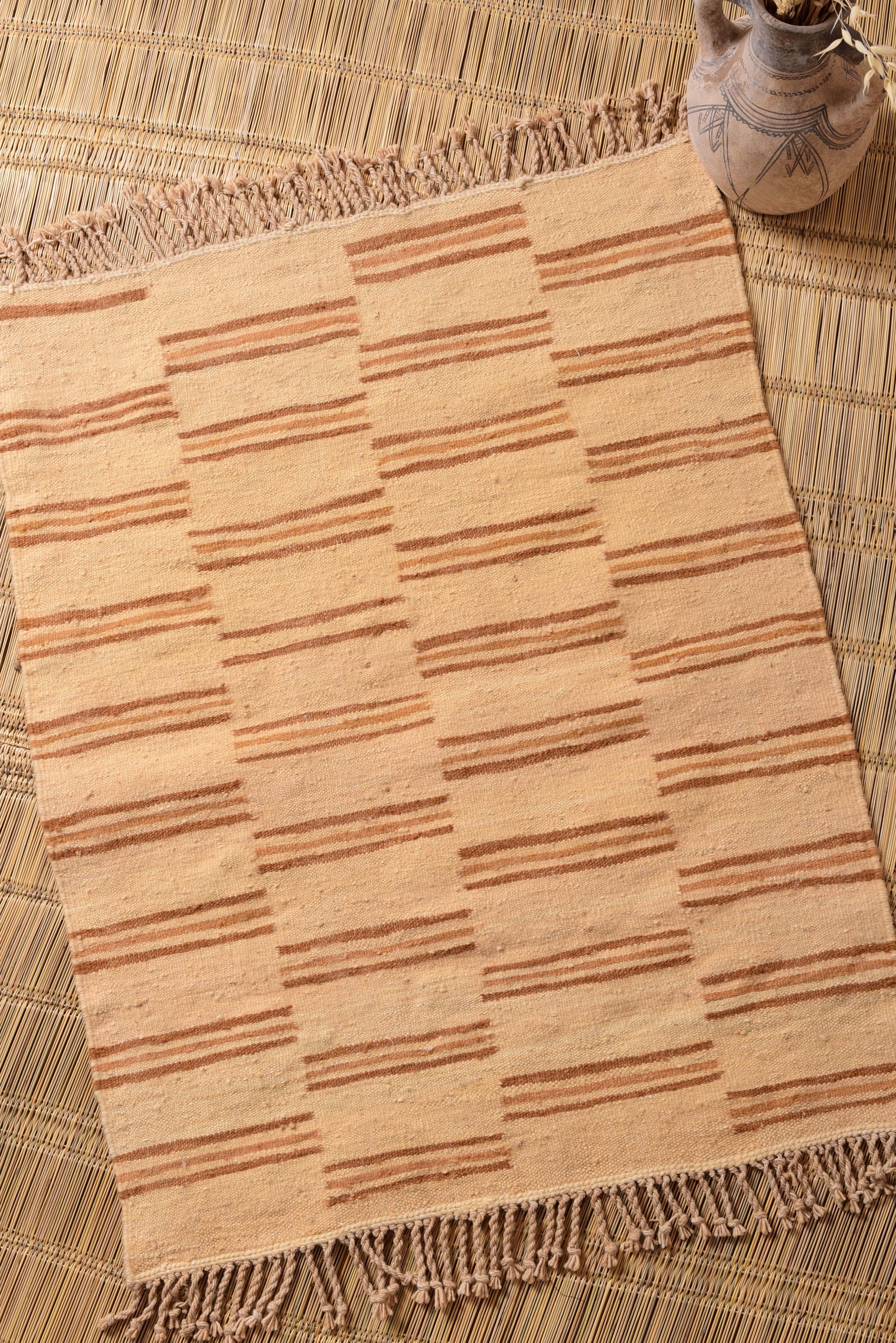 Moroccan eco-friendly, sustainable and toxic free rug handwoven with henna-dyed wool