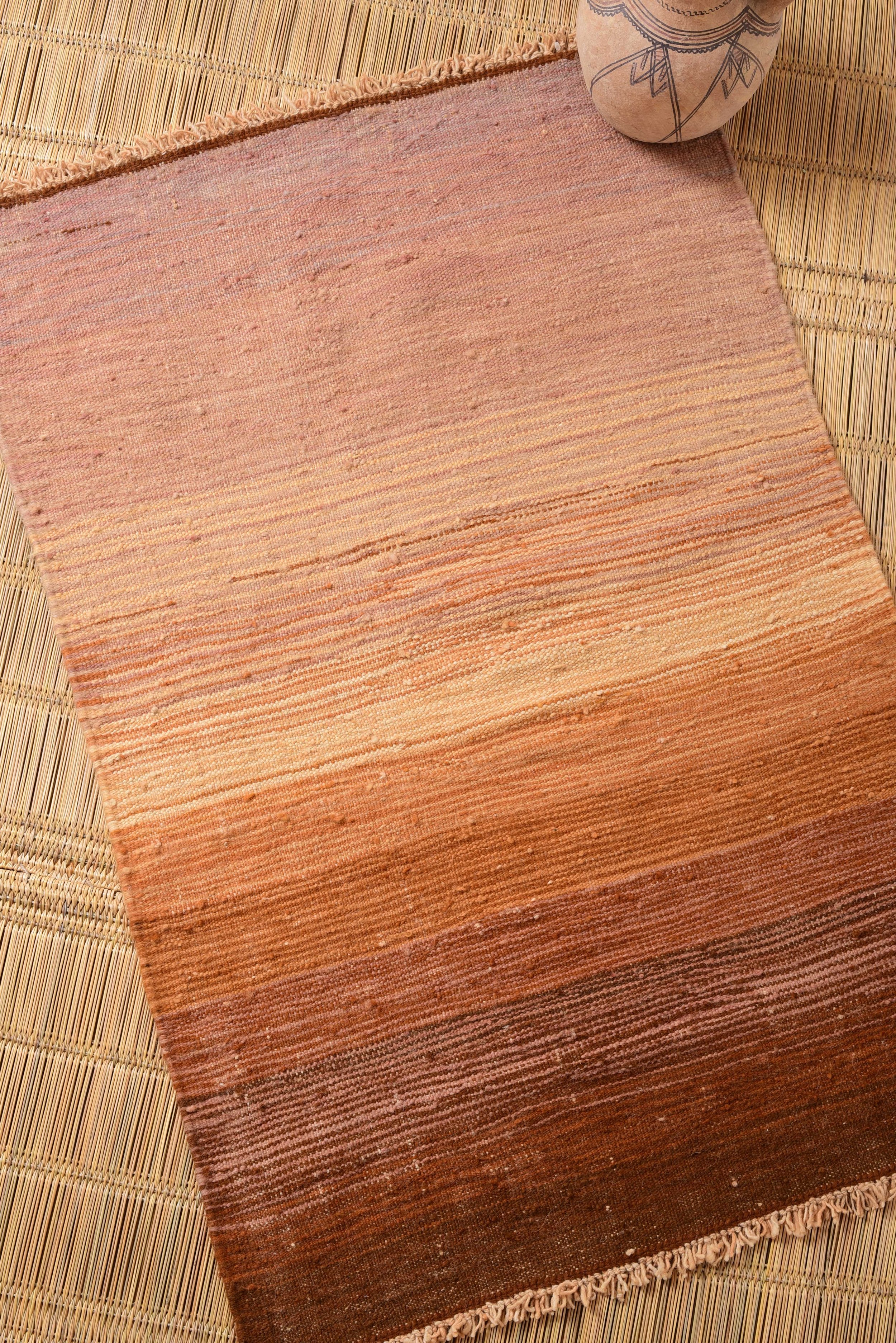 Moroccan eco-friendly, sustainable and toxic free flatwoven rug handwoven with henna-dyed wool