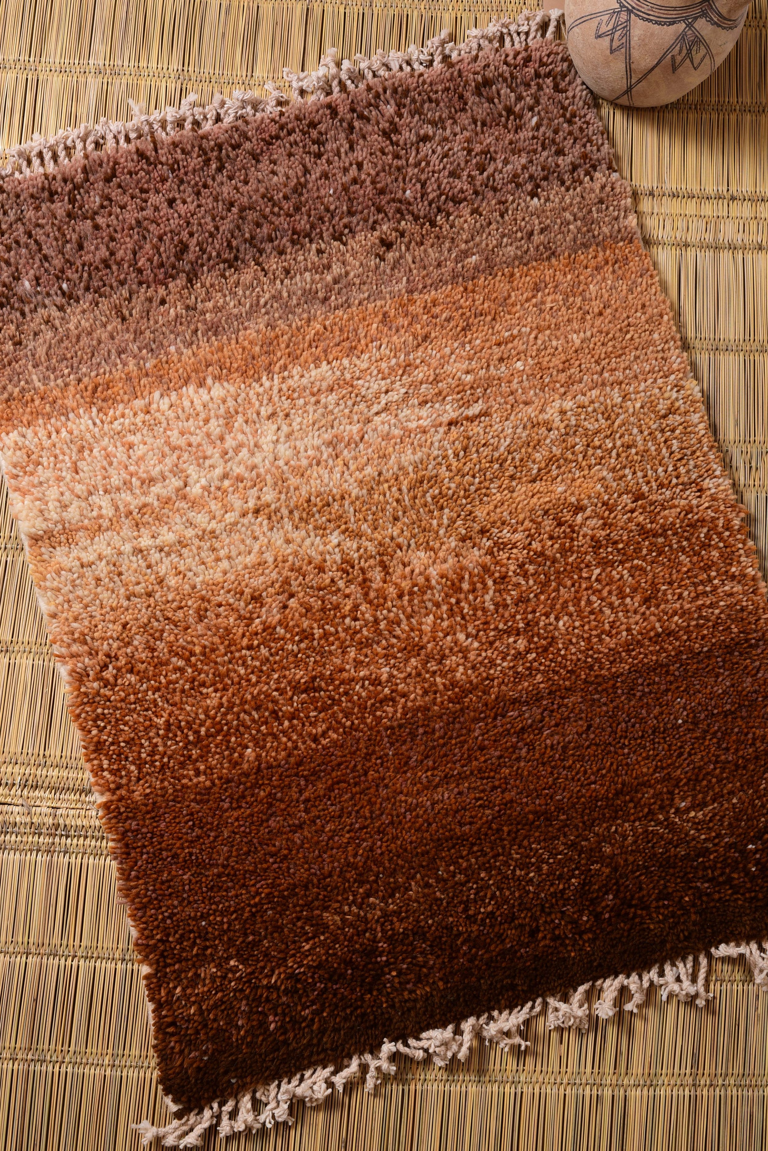 Moroccan eco-friendly, sustainable and toxic free rug handwoven with henna-dyed wool