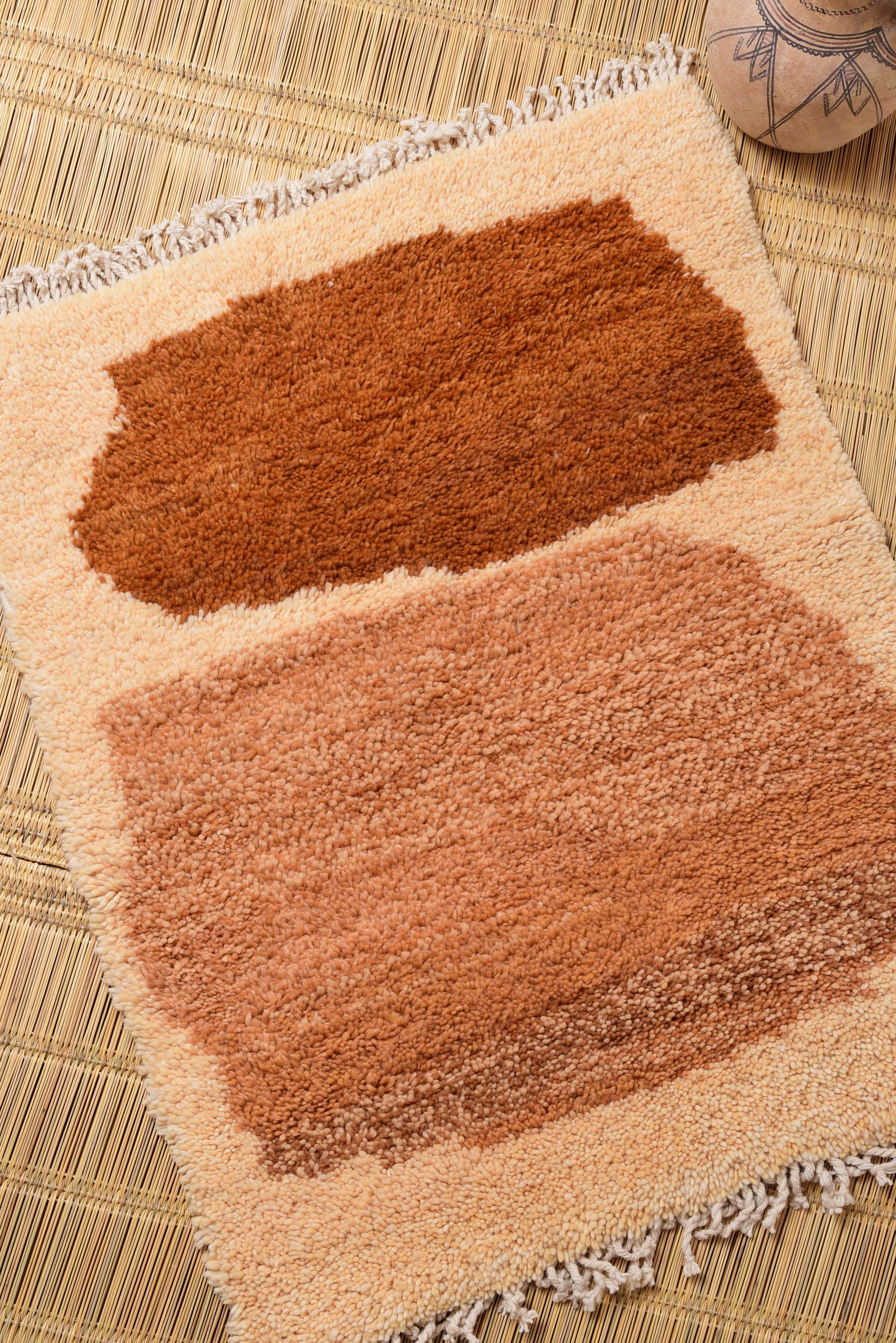 Moroccan eco-friendly, sustainable and toxic free rug handwoven with henna-dyed wool