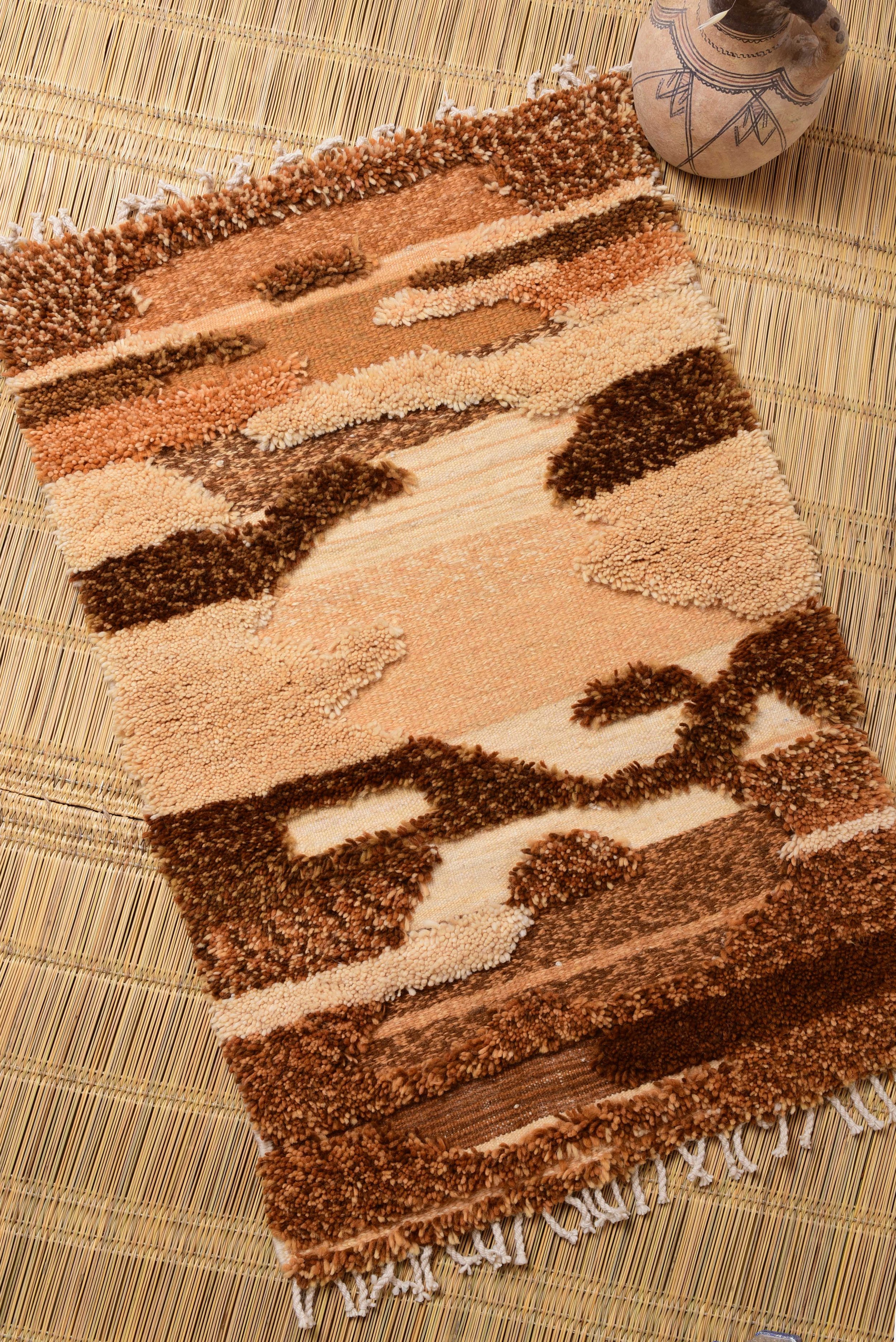 Moroccan eco-friendly, sustainable and toxic free rug handwoven with henna-dyed wool