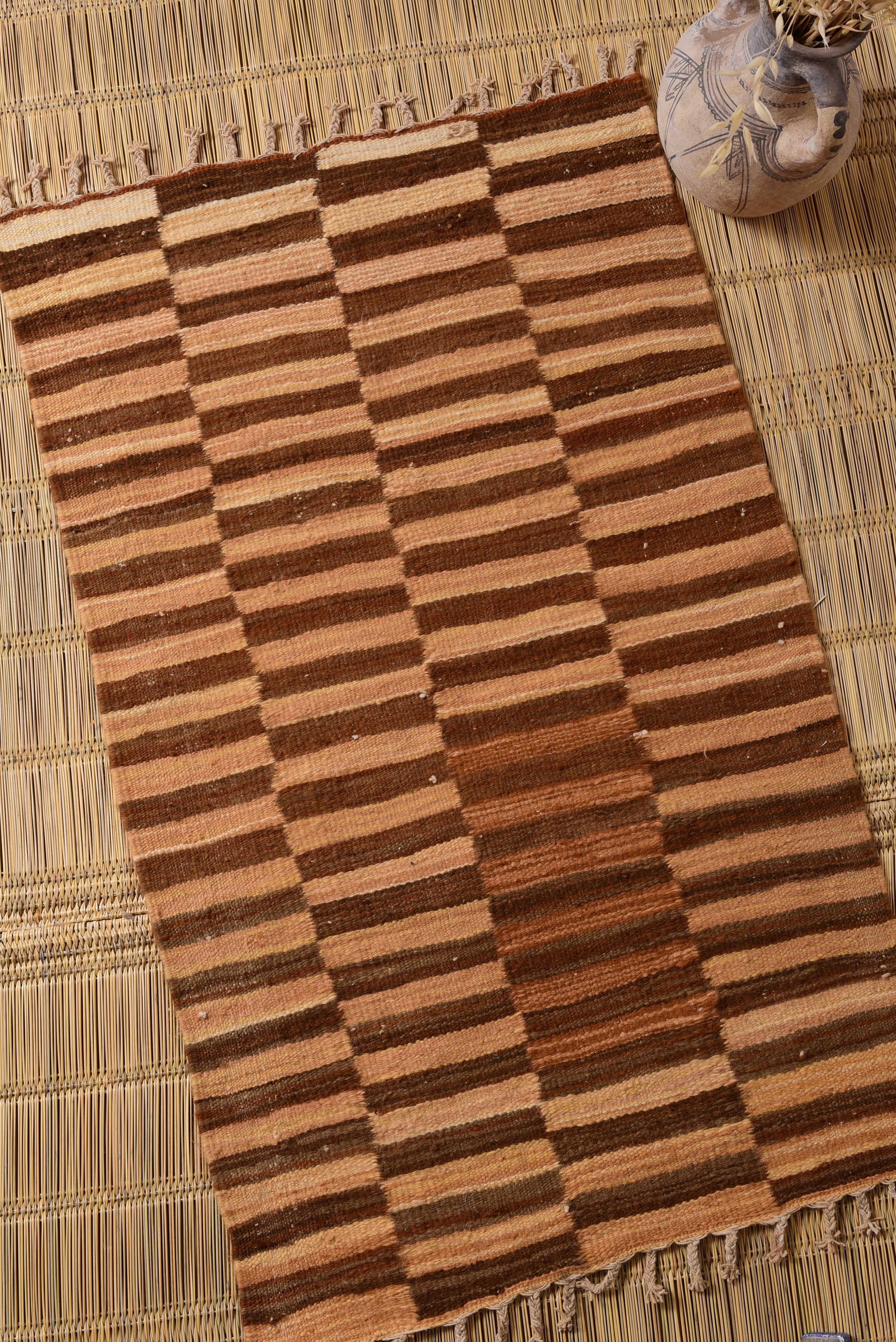 Moroccan eco-friendly, sustainable and toxic free rug handwoven with henna-dyed wool
