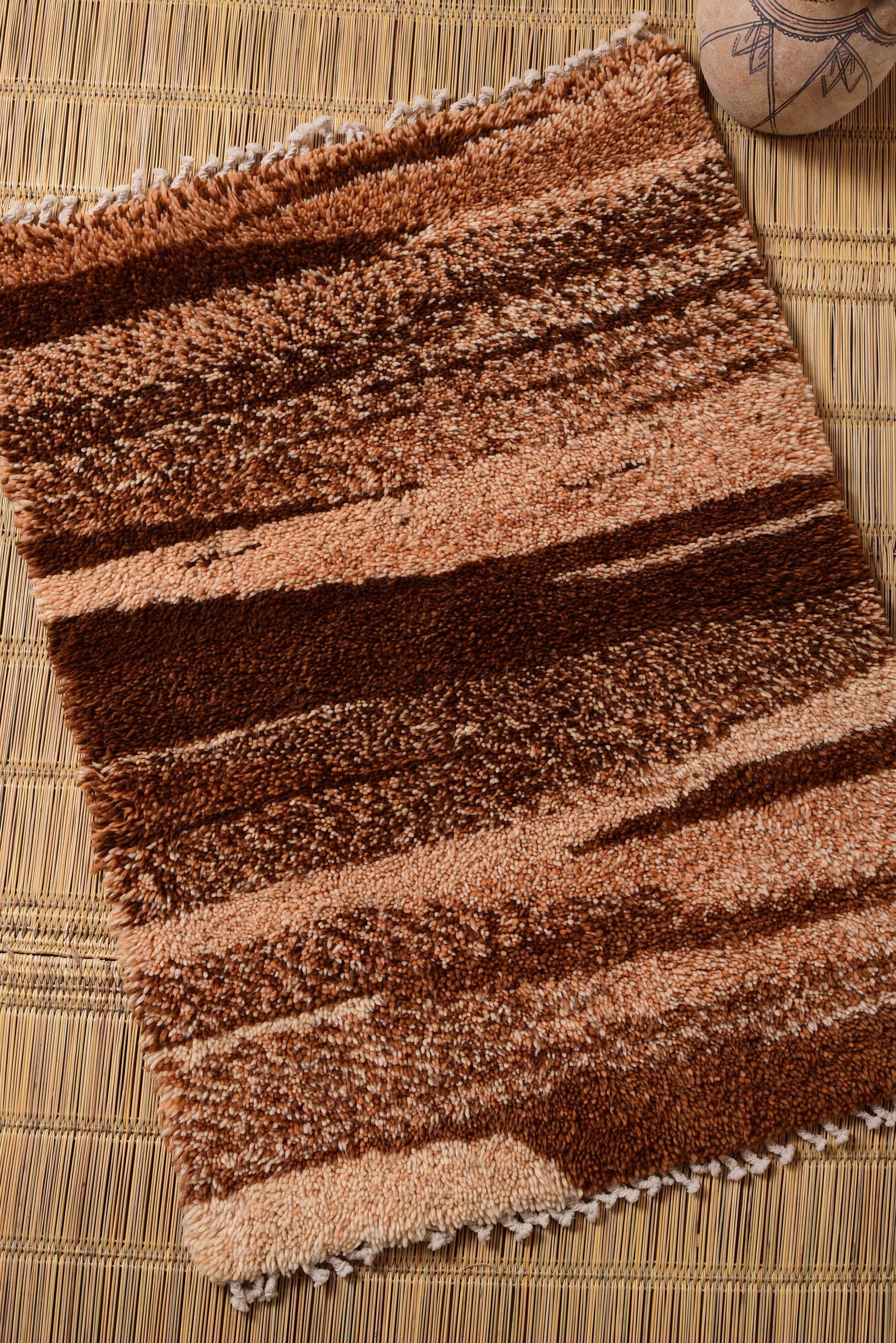 Moroccan eco-friendly, sustainable and toxic free rug handwoven with henna-dyed wool