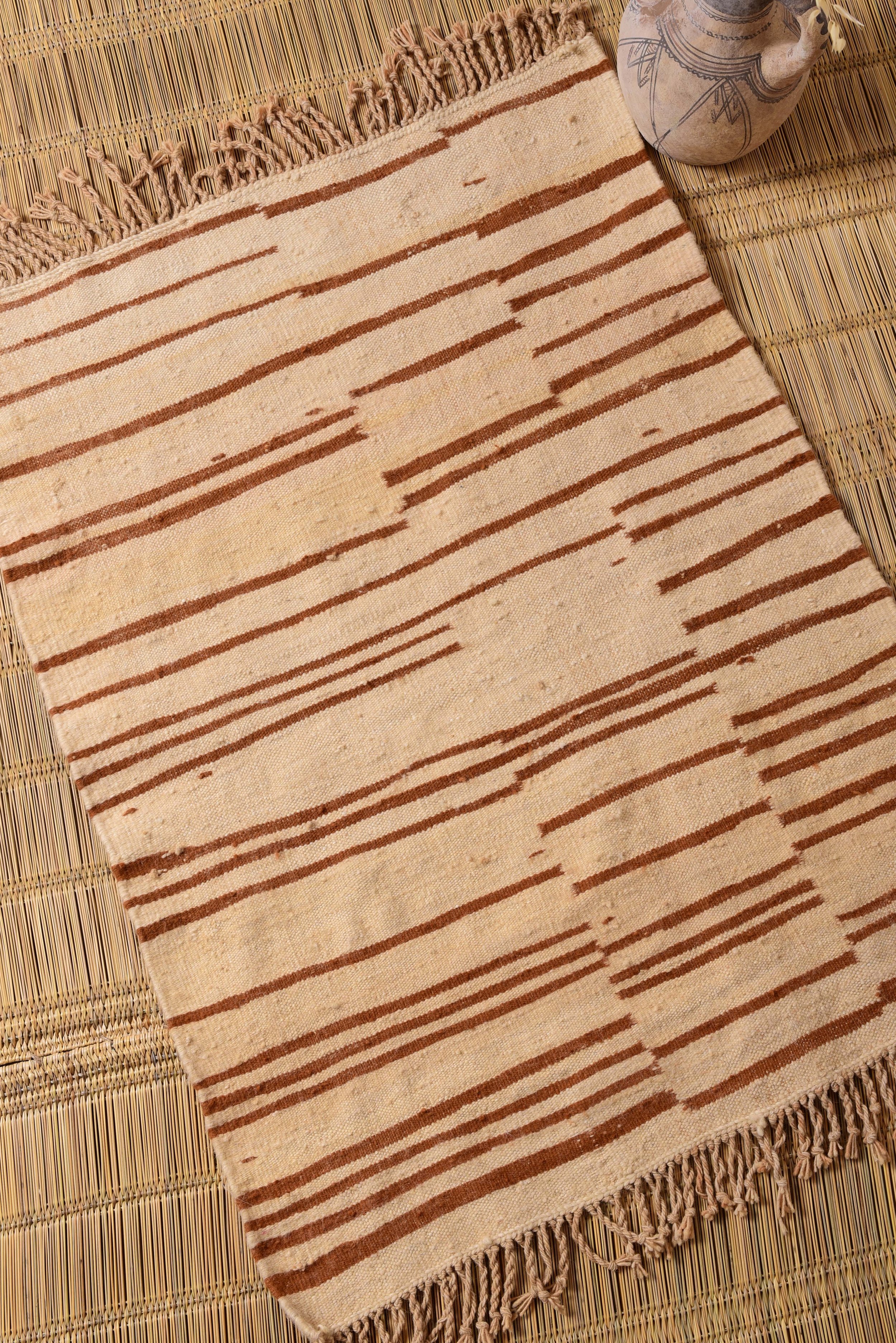 Moroccan eco-friendly, sustainable and toxic free rug handwoven with henna-dyed wool
