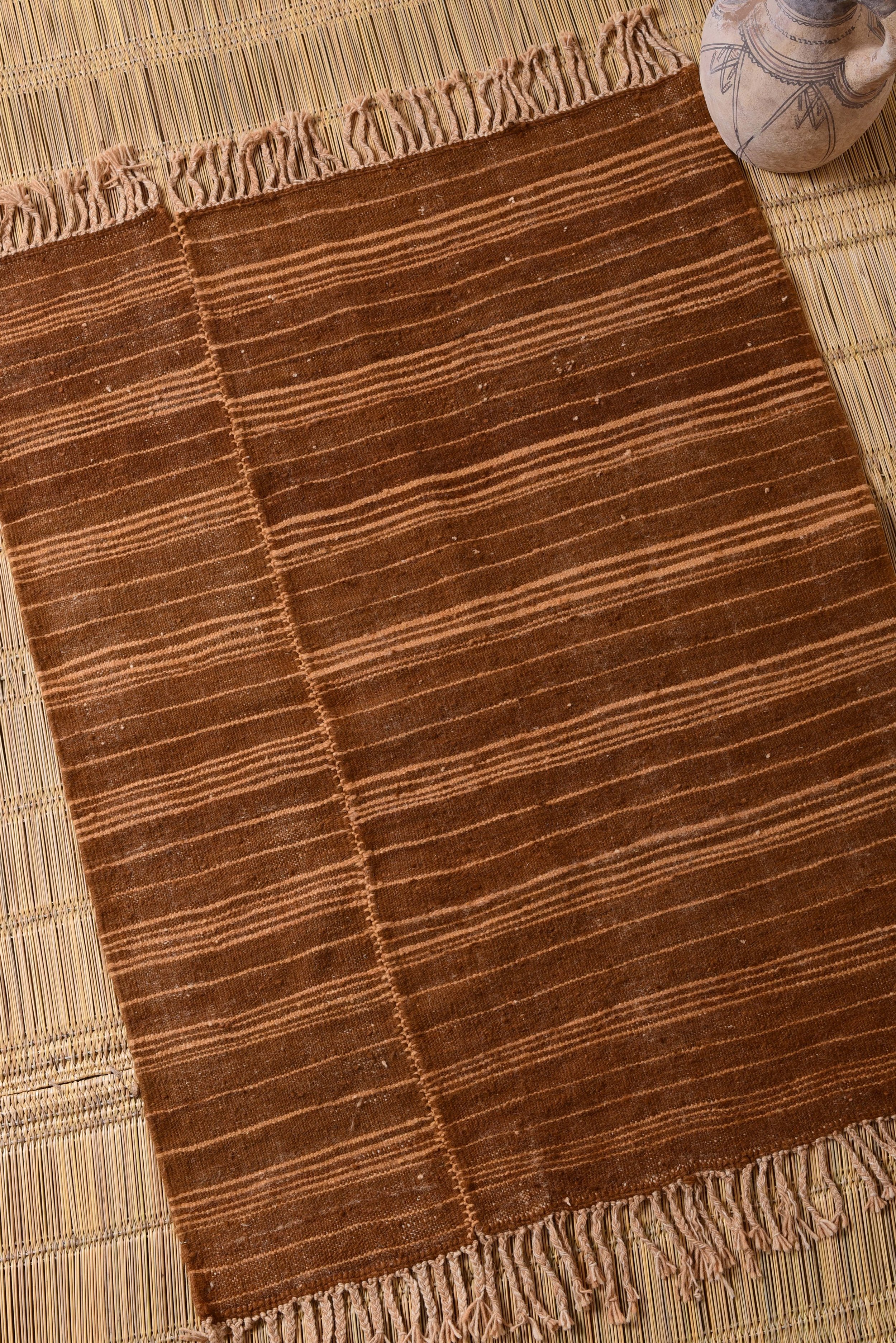 Moroccan eco-friendly, sustainable and toxic free rug handwoven with henna-dyed wool