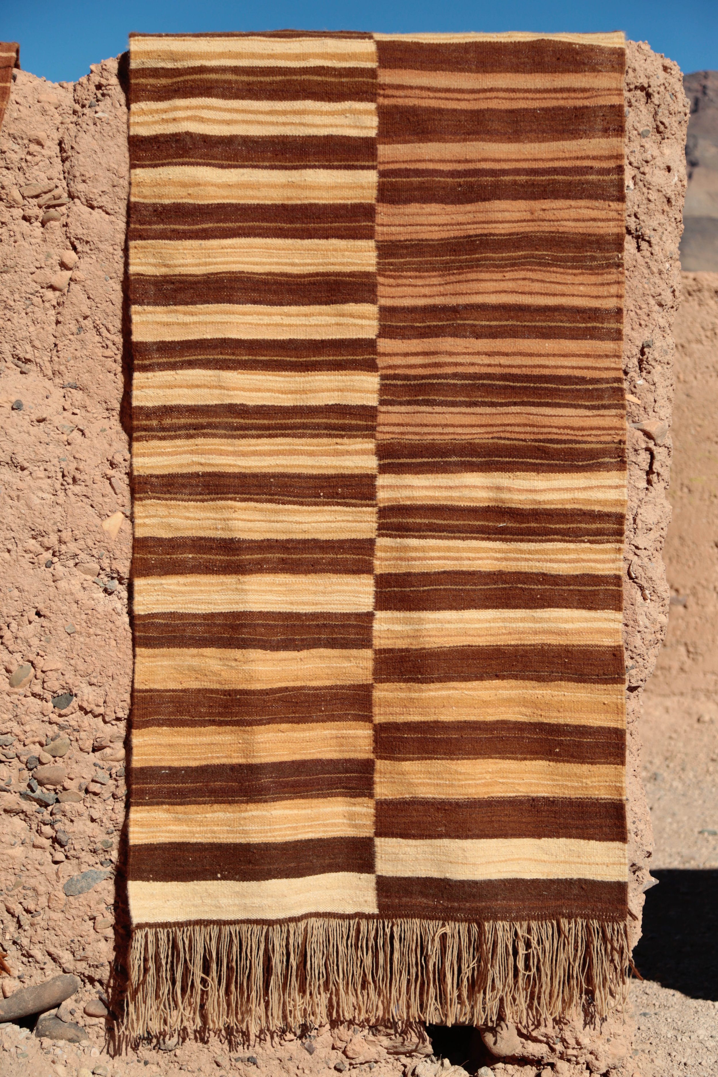 Moroccan eco-friendly, sustainable and toxic free rug handwoven with henna-dyed wool
