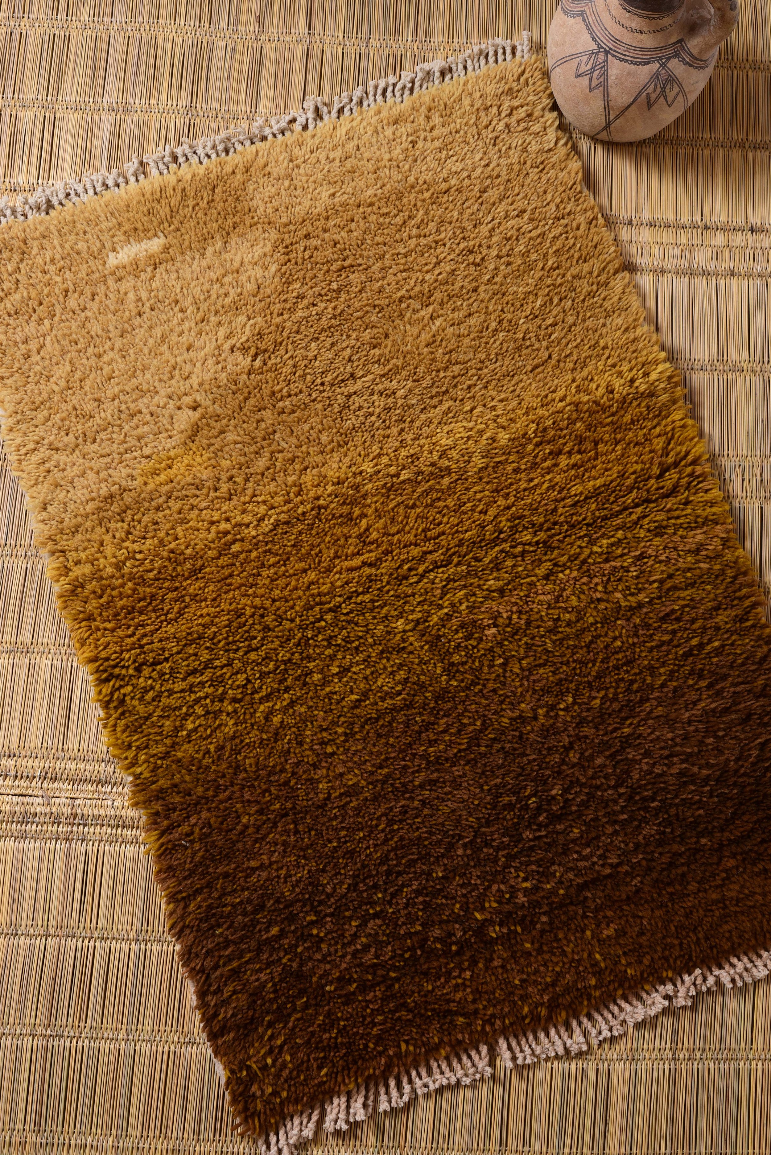 Moroccan eco-friendly, sustainable and toxic free rug handwoven with plant-dyed wool