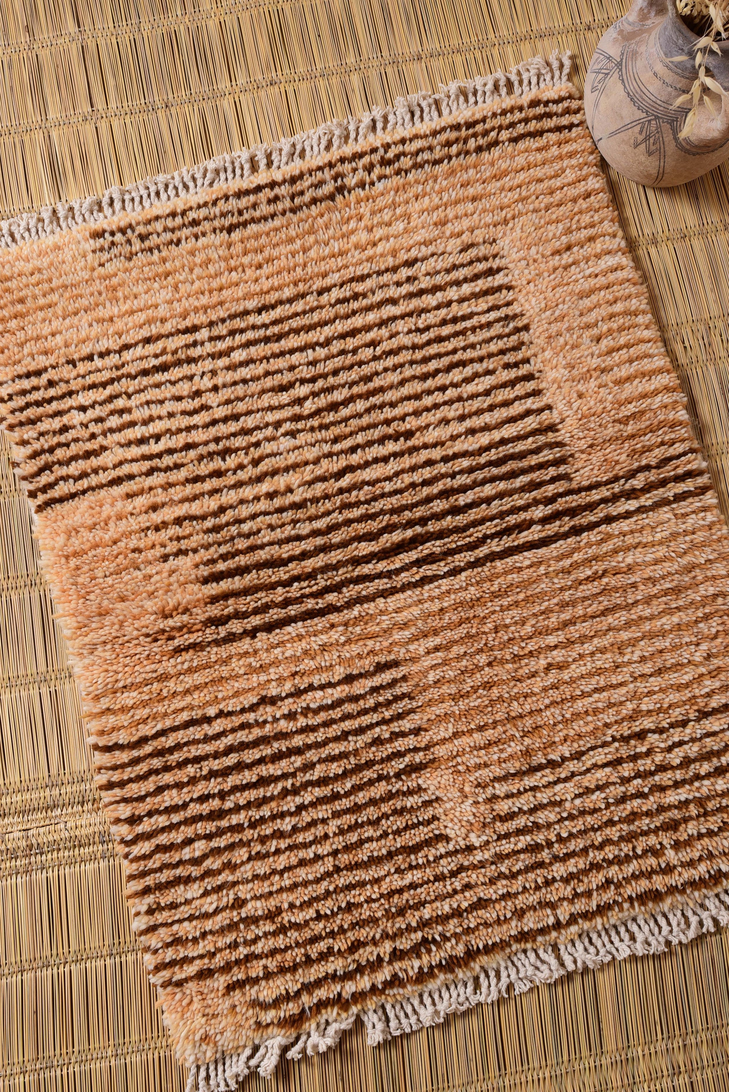Moroccan eco-friendly, sustainable and toxic free rug handwoven with henna-dyed wool
