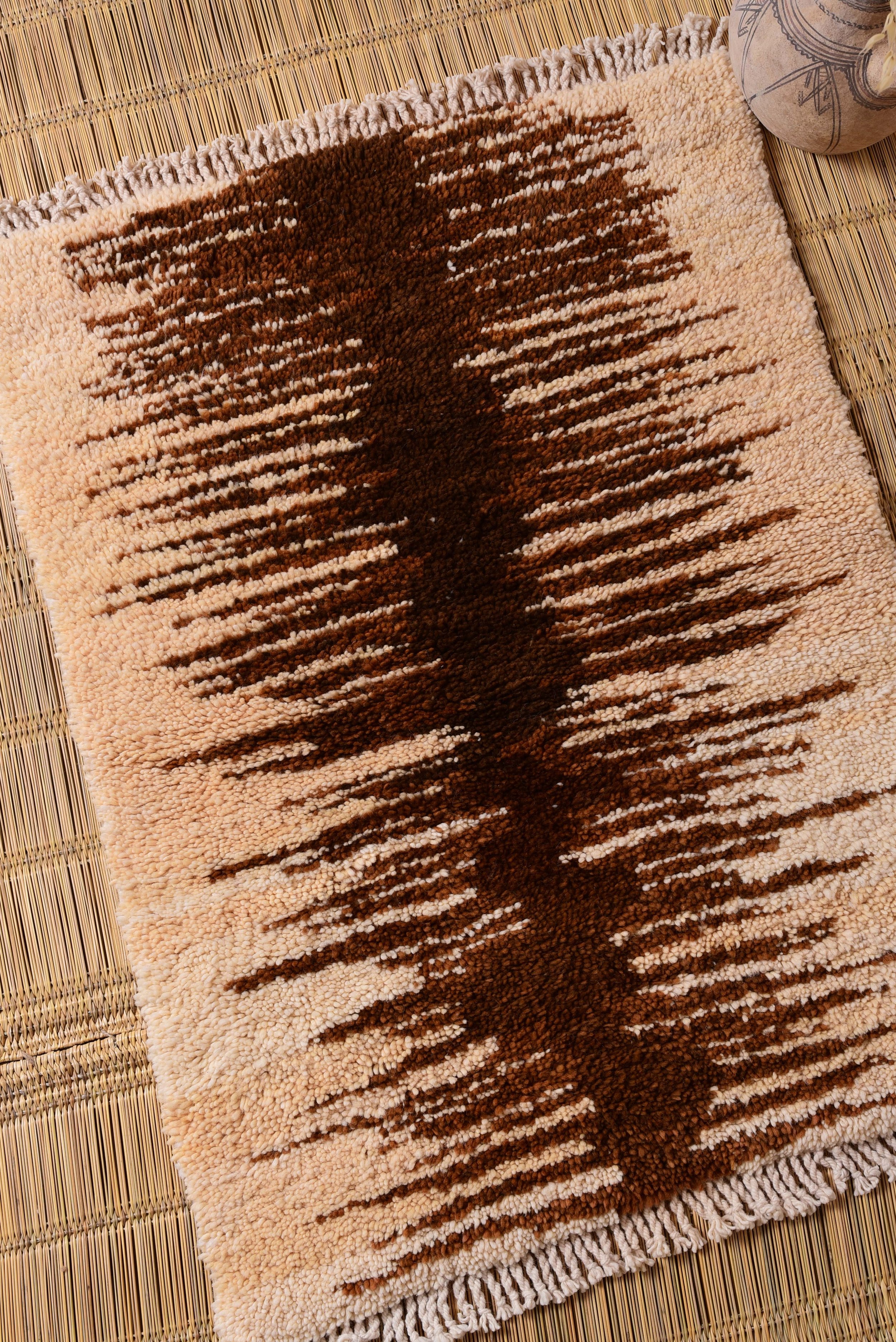 Moroccan eco-friendly, sustainable and toxic free rug handwoven with henna-dyed wool