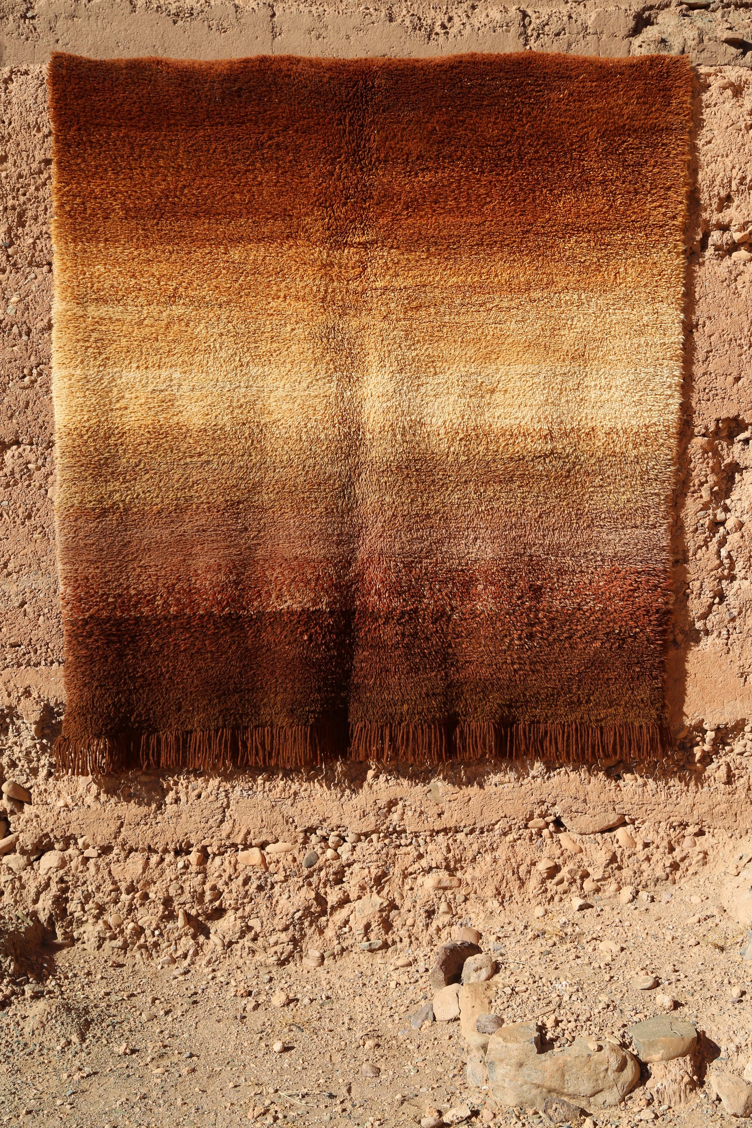 Moroccan eco-friendly, sustainable and toxic free rug handwoven with henna-dyed wool