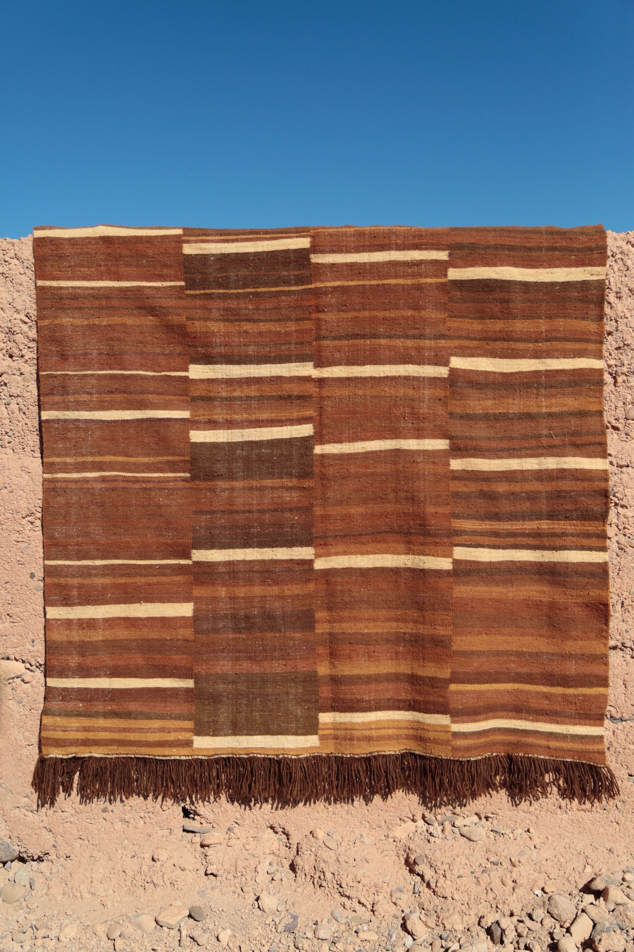Moroccan eco-friendly, sustainable and toxic free rug handwoven with henna-dyed wool