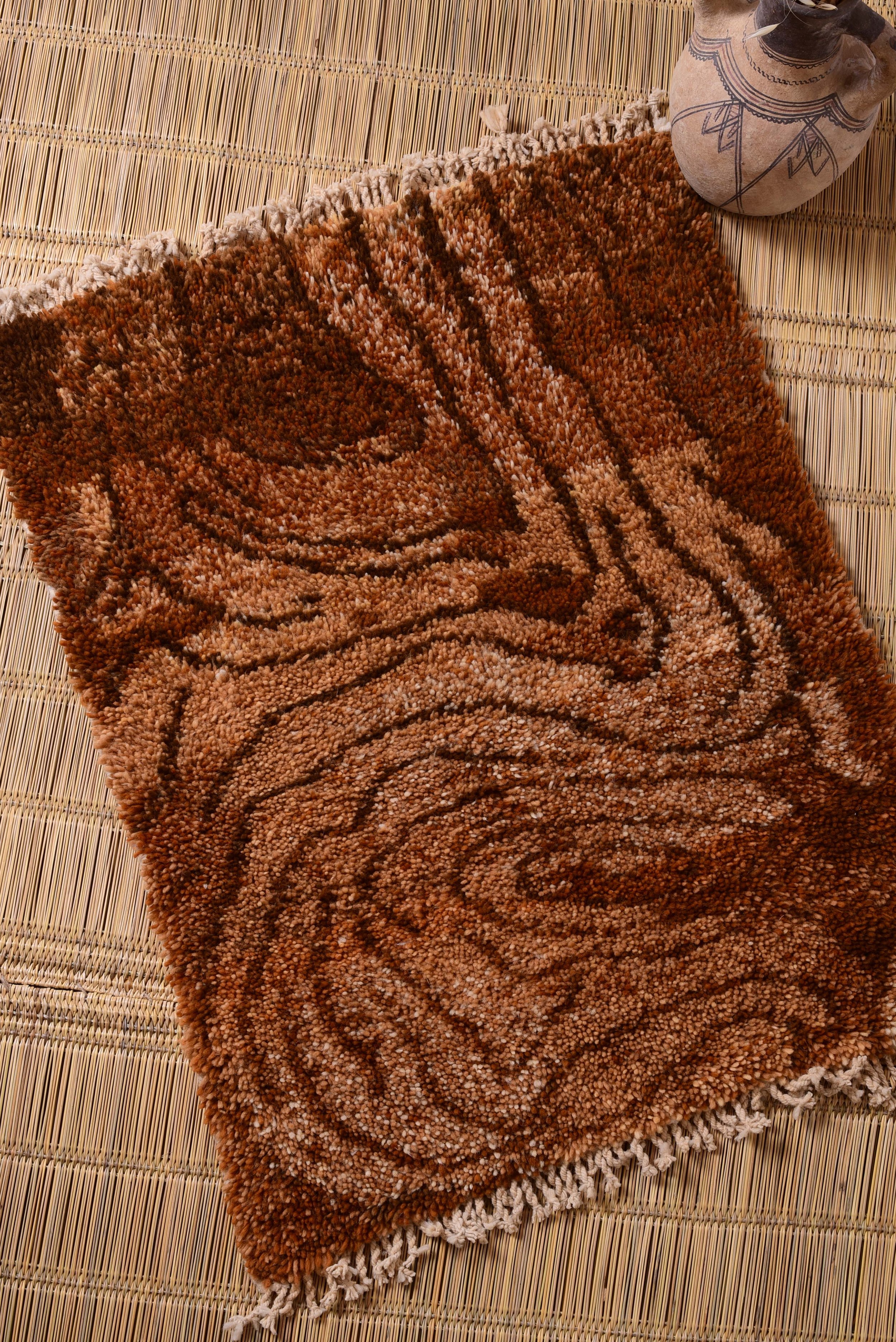 Moroccan eco-friendly, sustainable and toxic free rug handwoven with henna-dyed wool
