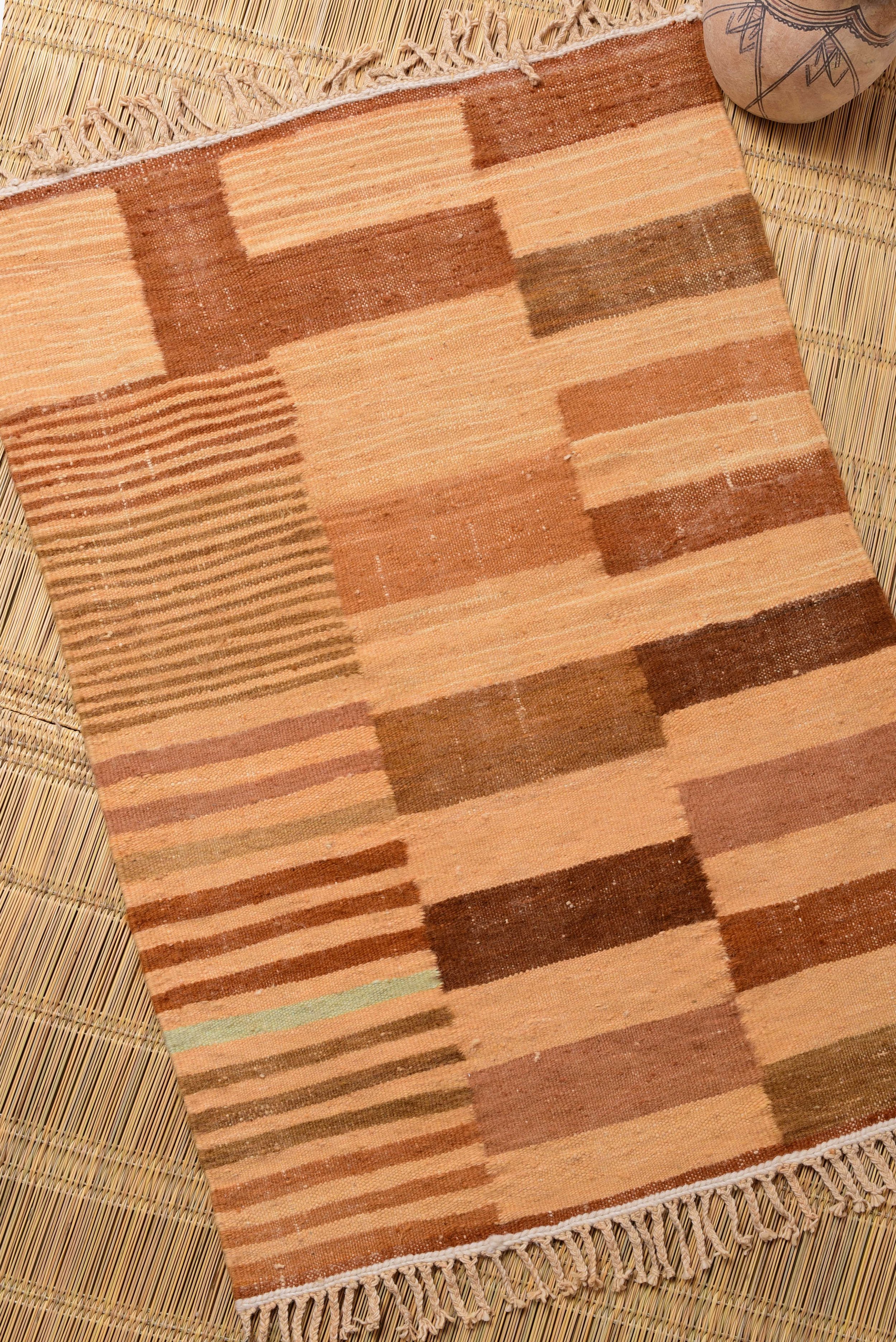 Moroccan eco-friendly, sustainable and toxic free rug handwoven with henna-dyed wool
