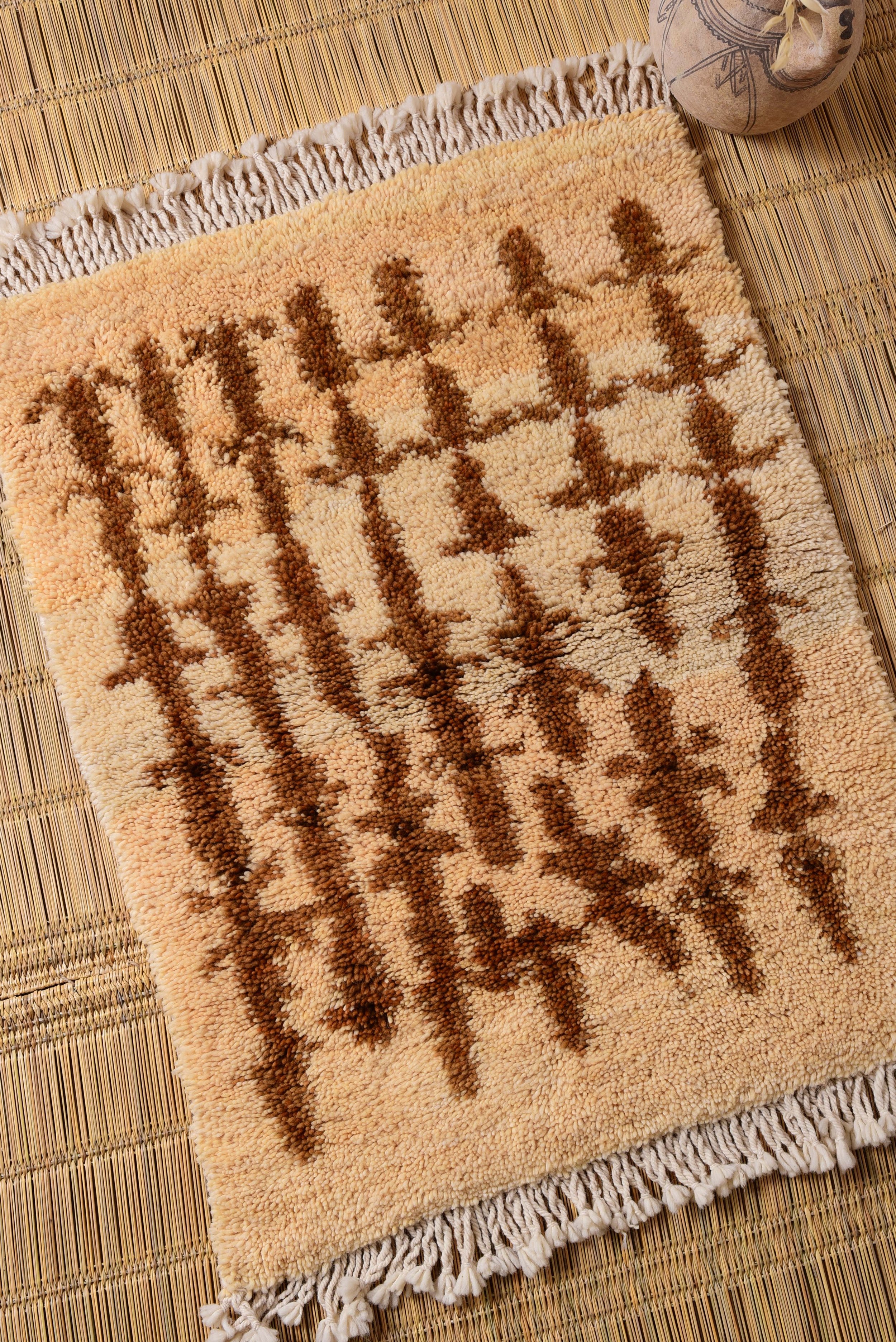 Moroccan eco-friendly, sustainable and toxic free rug handwoven with henna-dyed wool