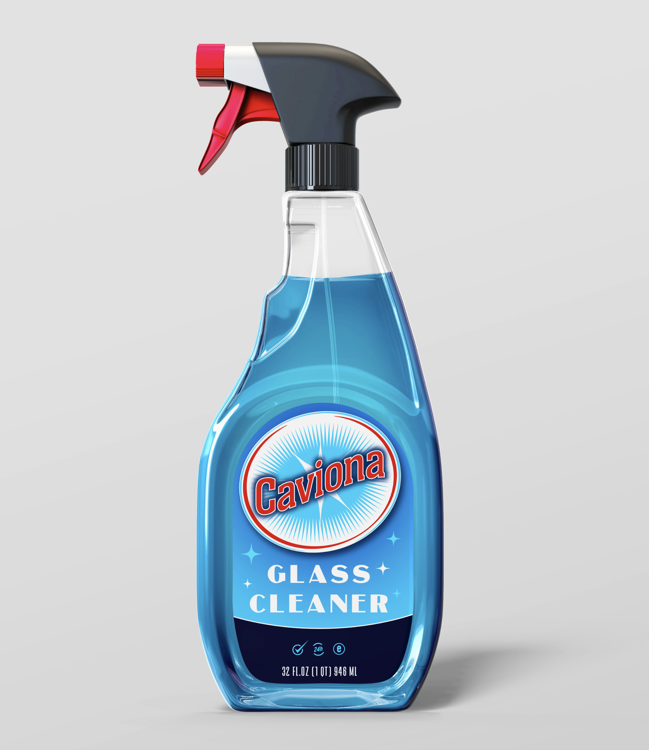 glass cleaner packaging label graphic design prop