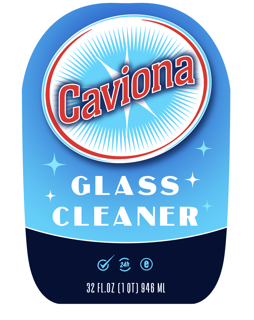 glass cleaner packaging label graphic design prop