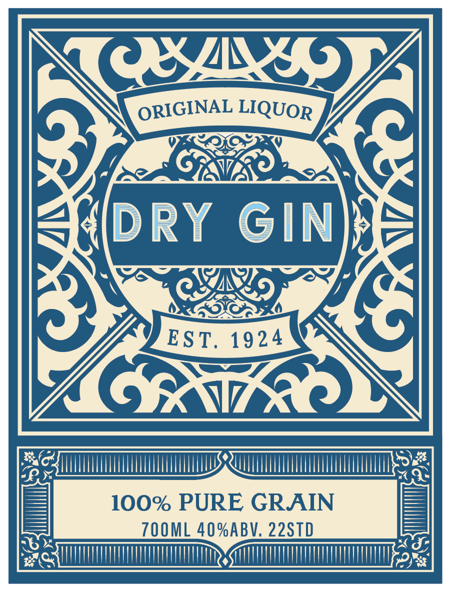 gin packaging label graphic design prop