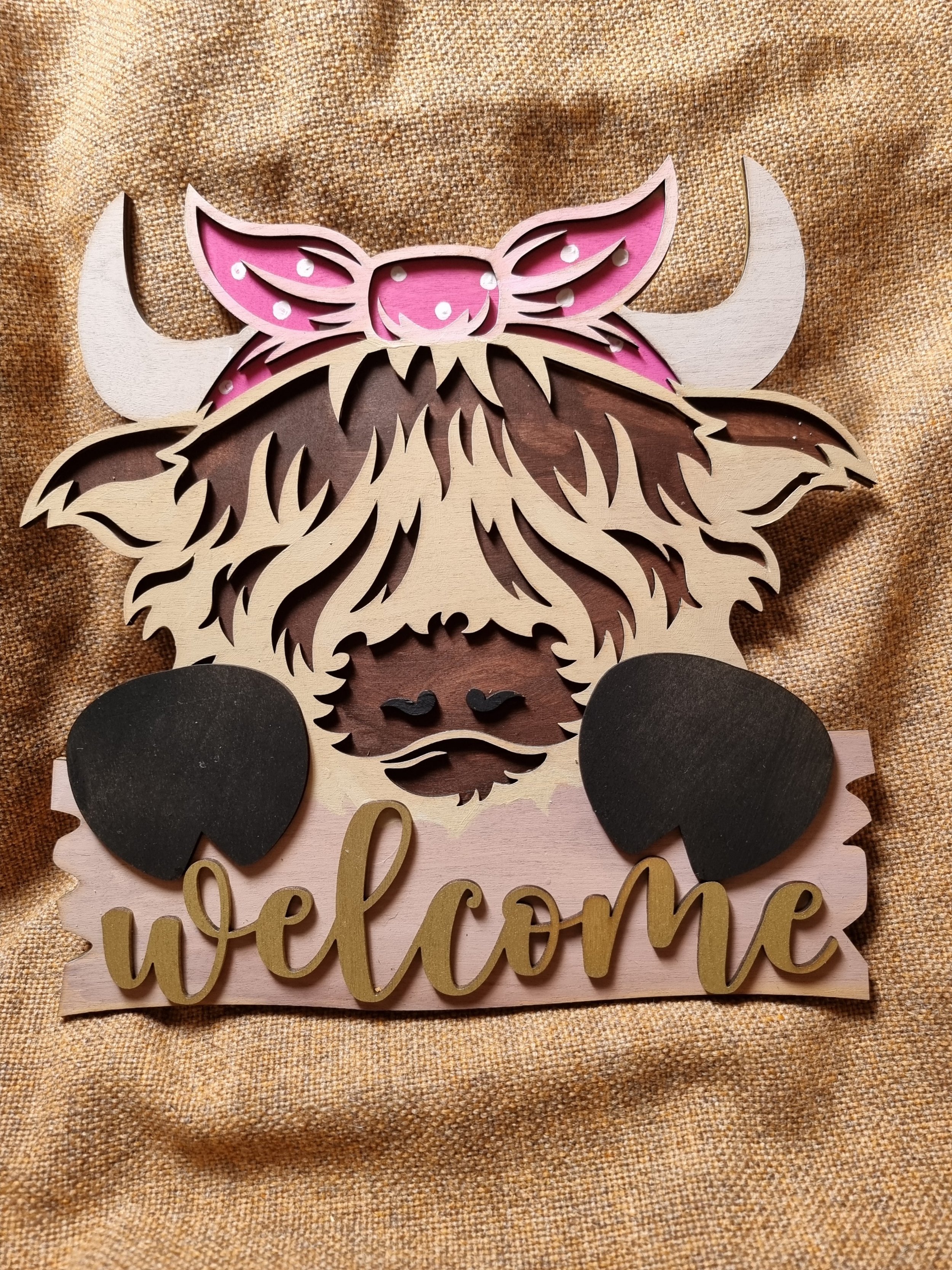 Highland cow welcome sign