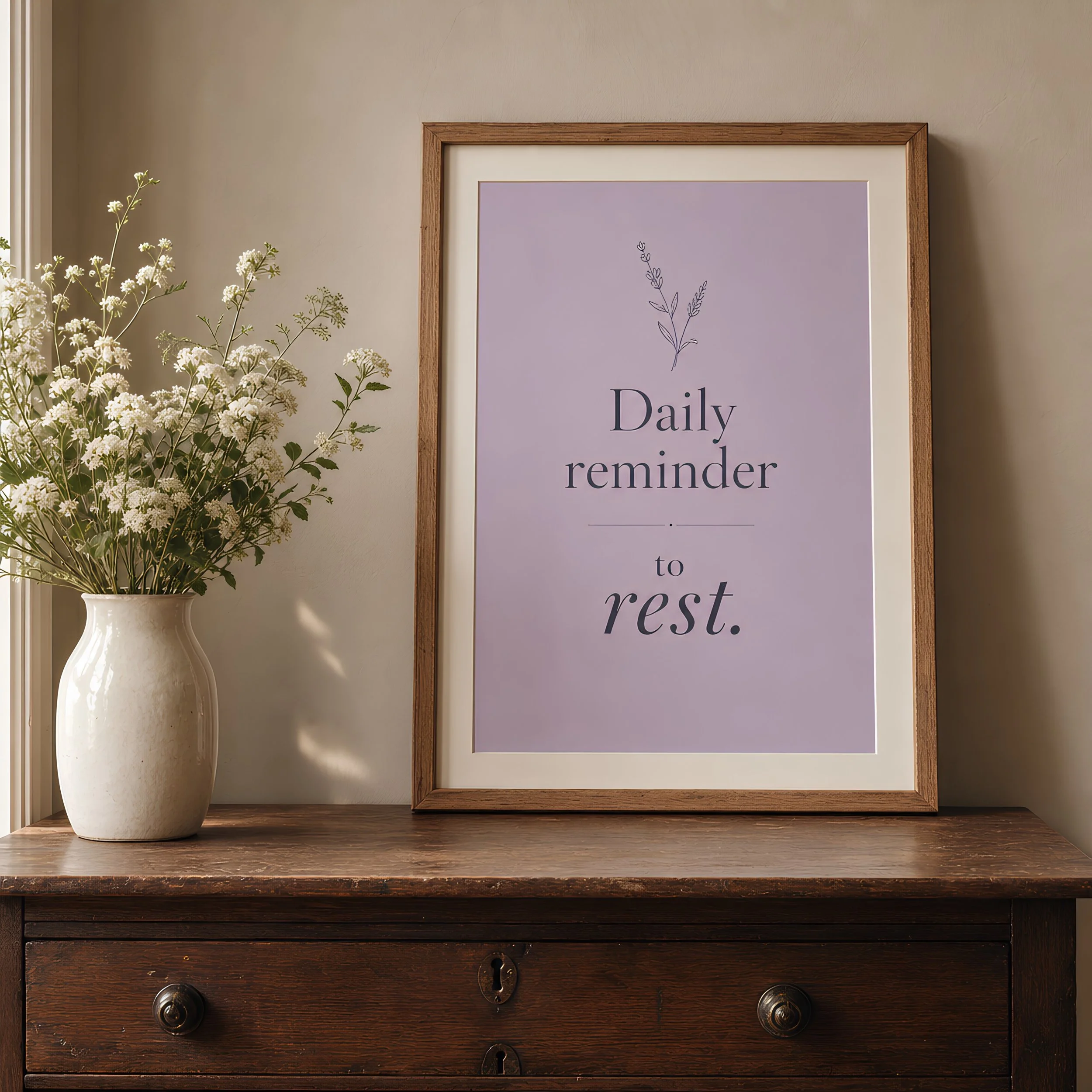 rest. | Daily Reminder To rest | Digital Art Print | Calming Wellbeing Poster
