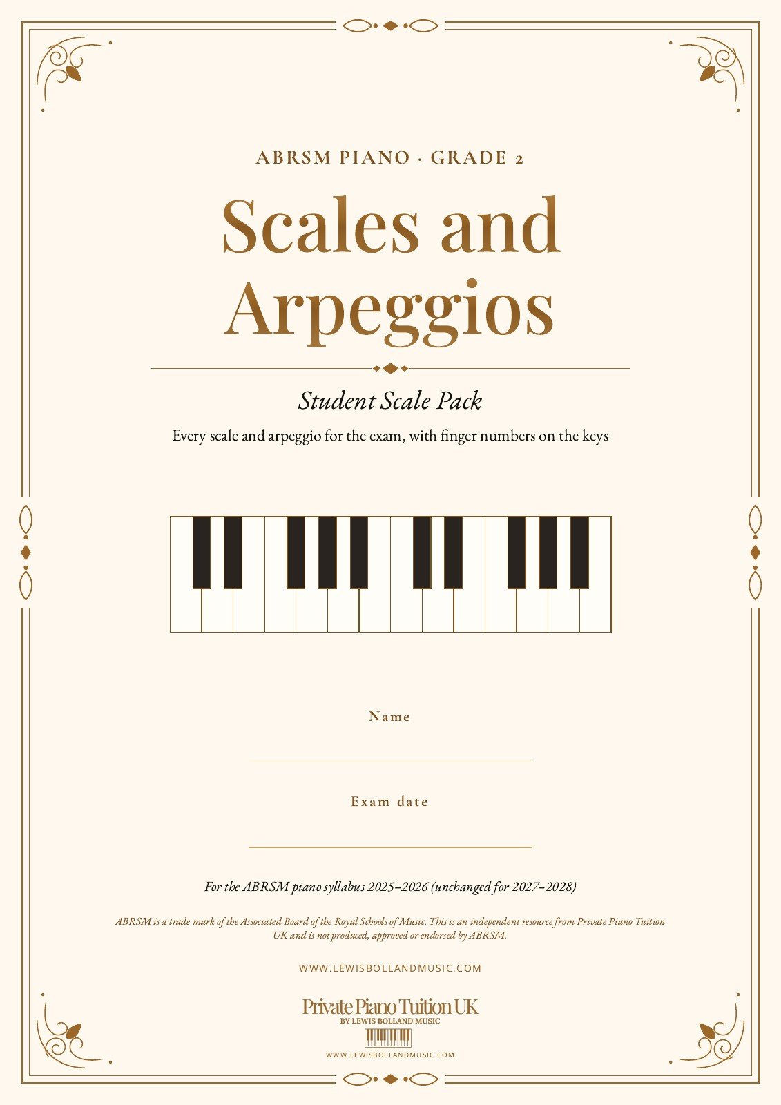 ABRSM Piano Scales Grade 2 – Student Scale Pack