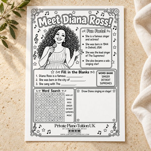 Meet Diana Ross (Printable Music Activity Worksheet PDF)