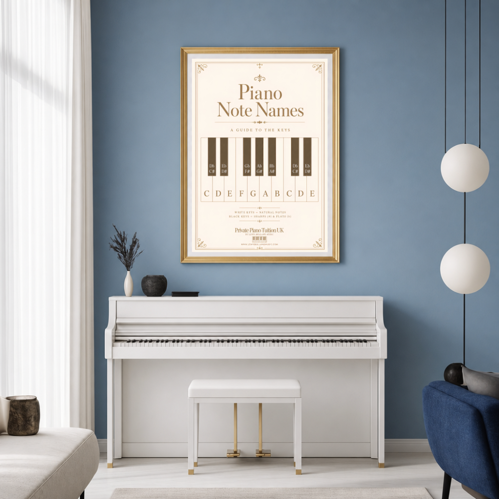 Piano Note Names Poster (A Guide to the Keys)