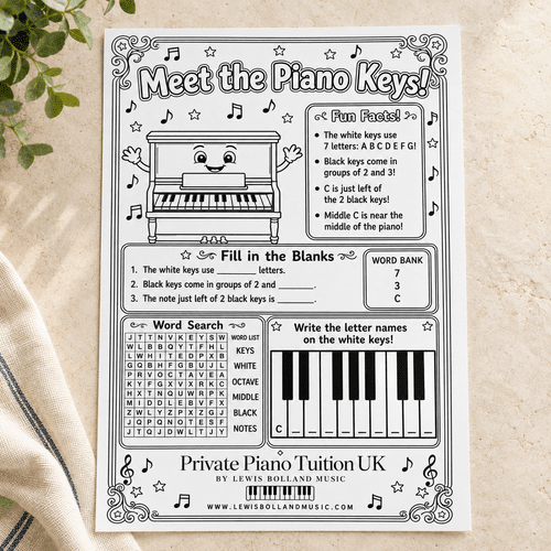 Meet the Piano Keys - A Printable Music Activity Worksheet