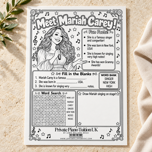 Meet Mariah Carey (Printable Music Activity Worksheet PDF)