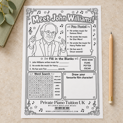 Meet John Williams (Printable Music Activity Worksheet PDF)