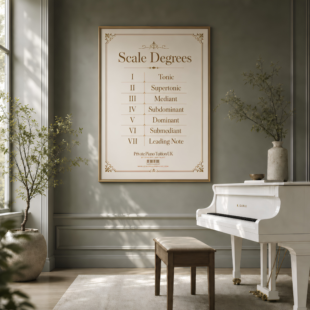Scale Degrees Poster (Piano Theory Terms Chart)