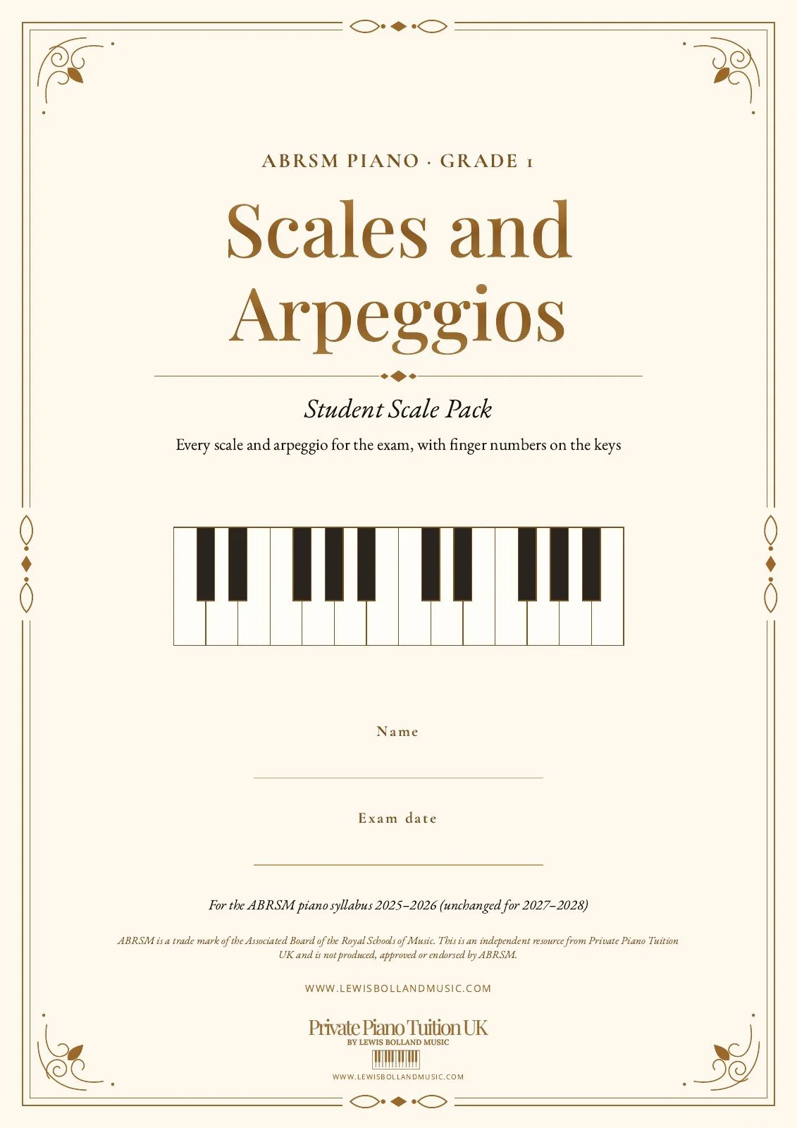 ABRSM Grade 1 Piano Student Scale Pack cover, included in the Grades 1–5 collection