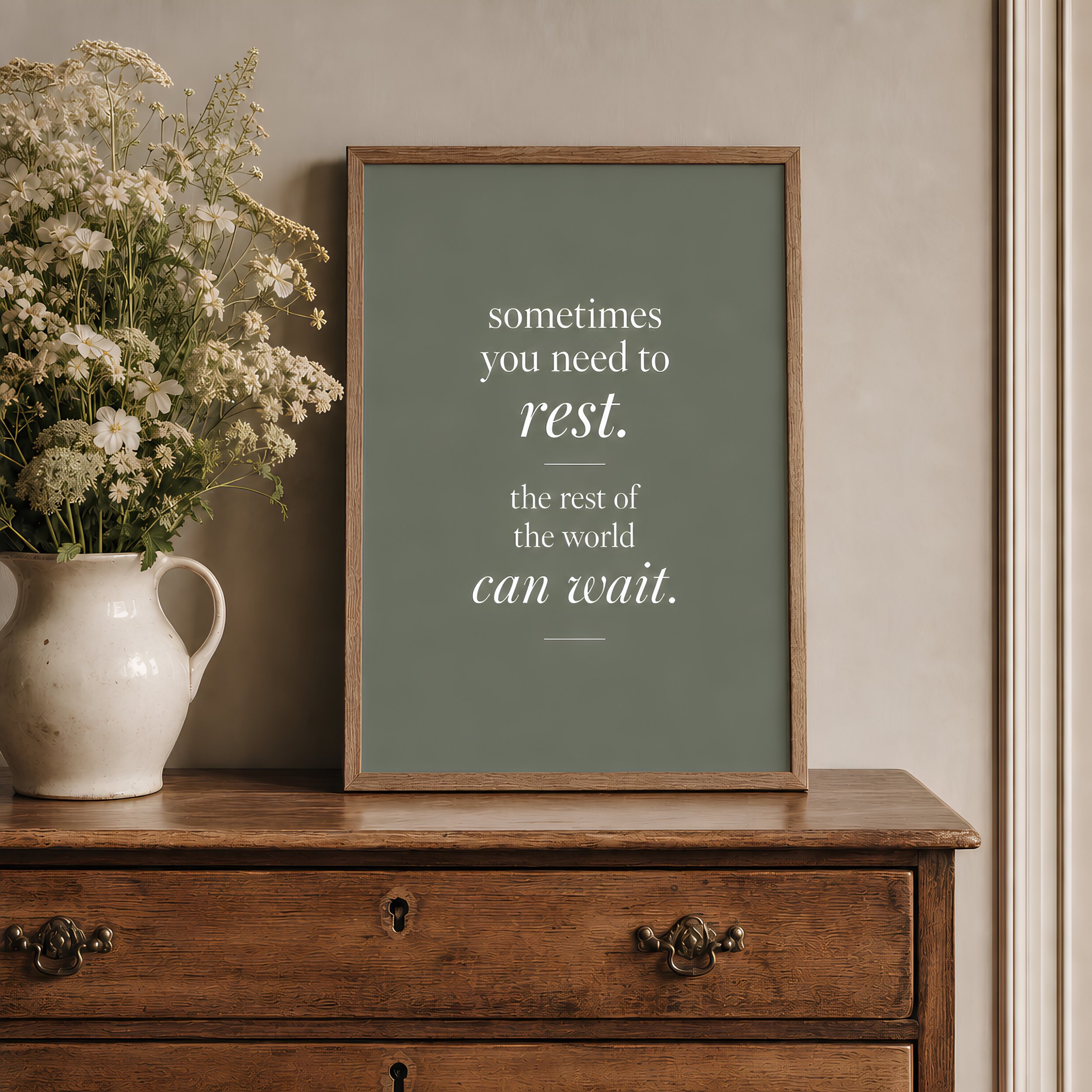 rest. | Sometimes You Need To Rest | Digital Art Print | Calming Quote Poster