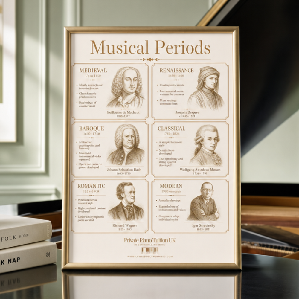 Musical Periods Poster (Classical Music History Timeline Chart)