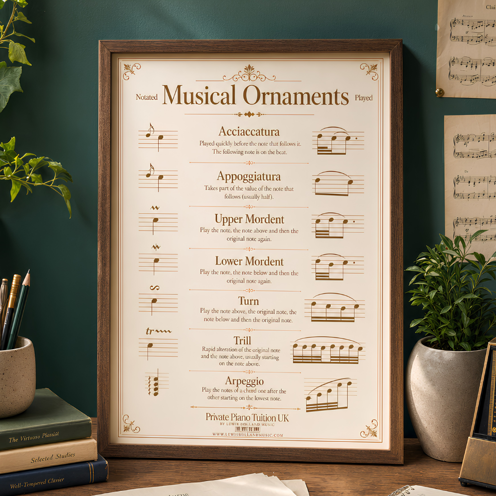 Musical Ornaments Poster (Piano Decoration Theory Chart)