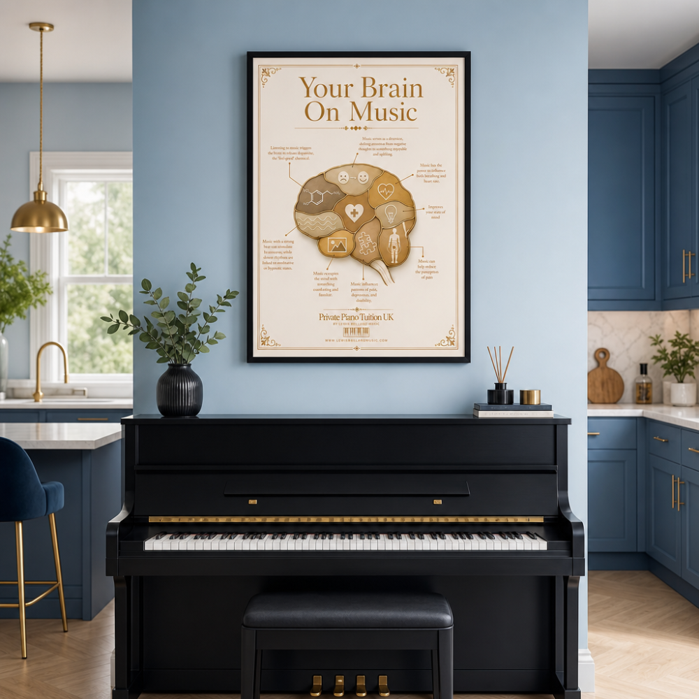 Your Brain On Music Poster (Benefits of Music Theory Chart)