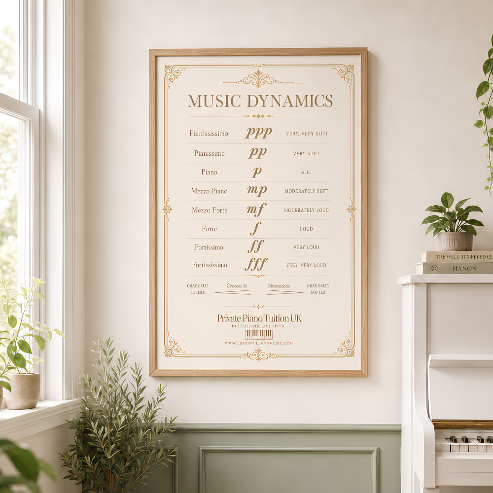 Music Dynamics Poster (Piano Dynamics Chart for Beginners)