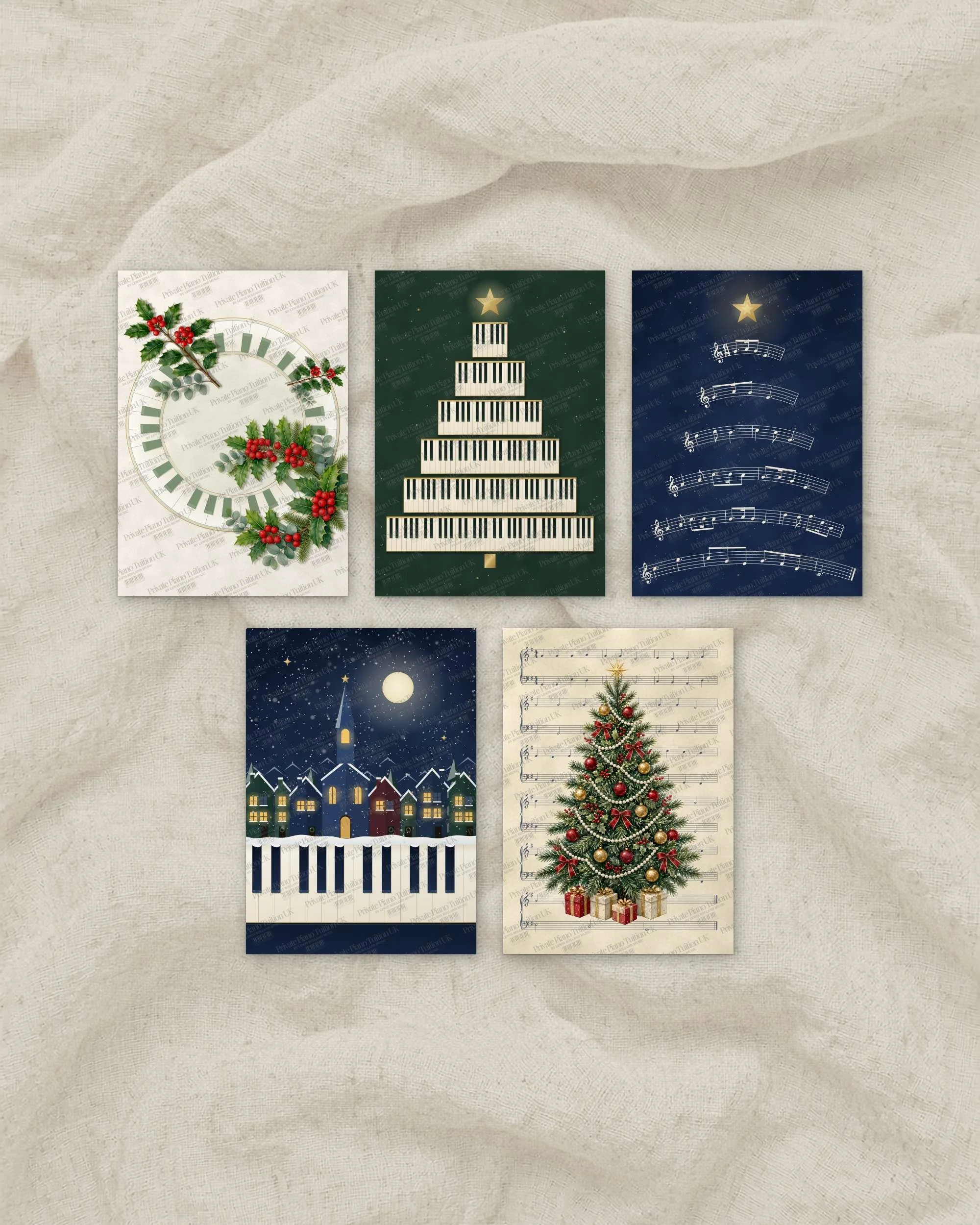 Christmas Piano Wall Art – The Complete Collection of Five Prints preview, Private Piano Tuition UK