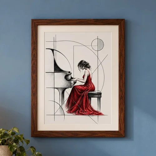 Melody in Red (Printable A4 Piano Wall Art)