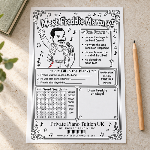 Meet Freddie Mercury (Printable Music Activity Worksheet PDF)
