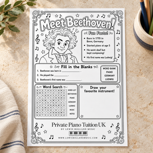 Meet Beethoven (Printable Music Activity Worksheet PDF)