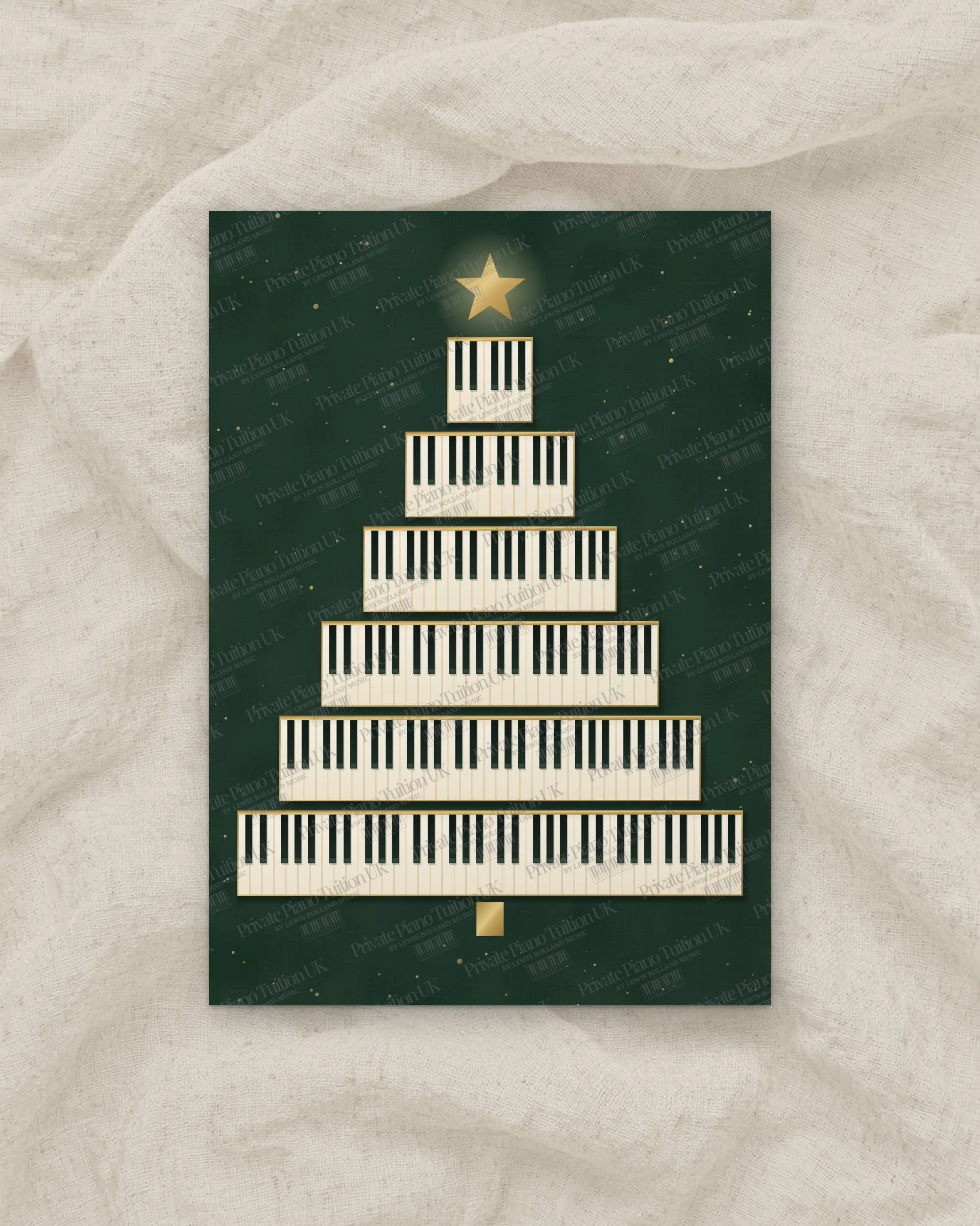 Octave Fir Christmas piano wall art print preview, Private Piano Tuition UK