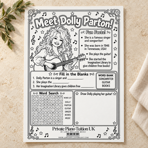 Meet Dolly Parton - A Printable Music Activity Worksheet