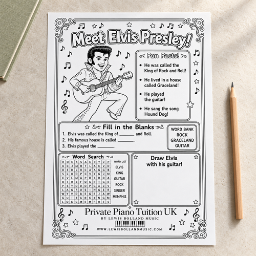 Meet Elvis Presley (Printable Music Activity Worksheet PDF)