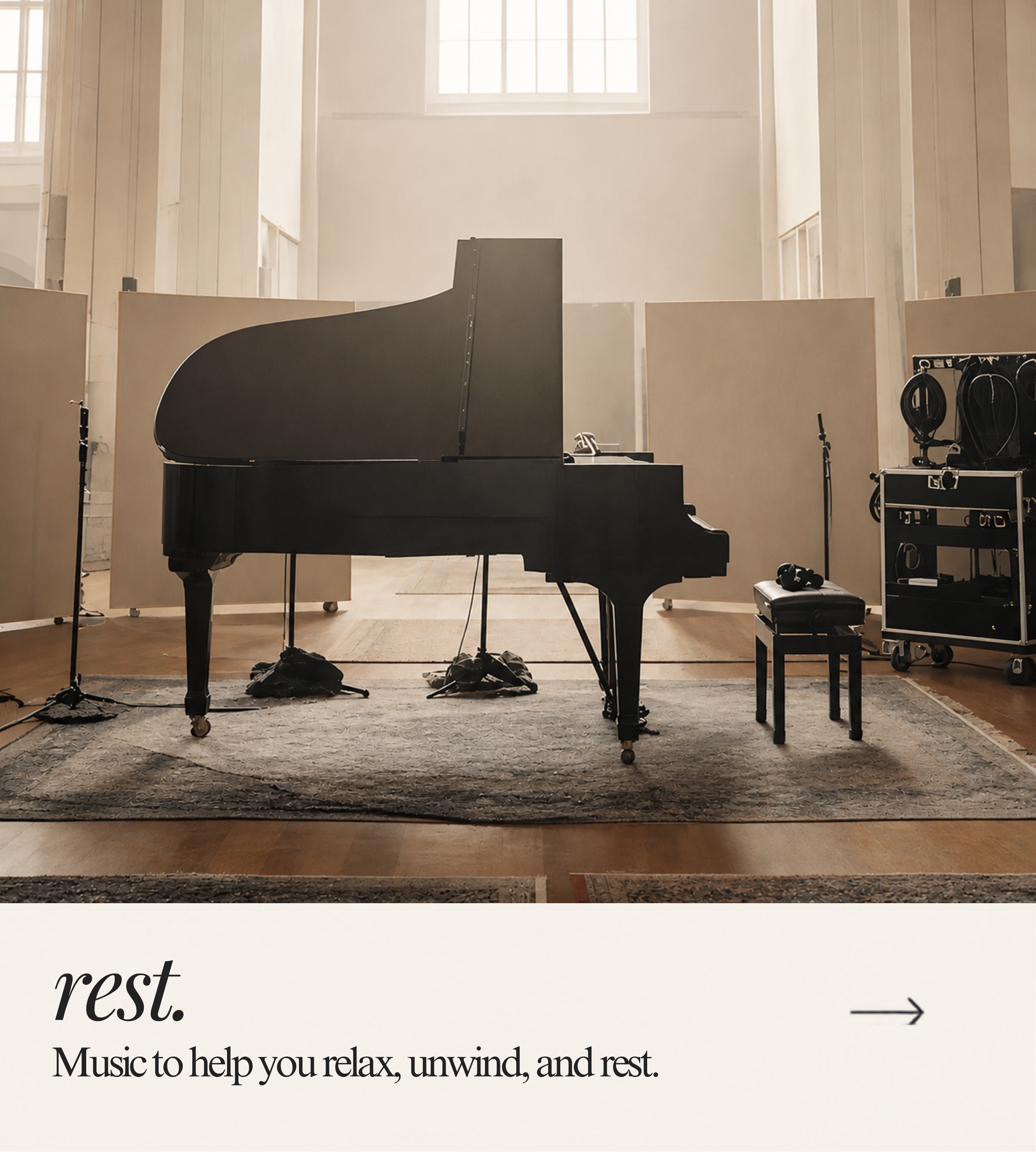 rest. by Lewis Bolland – relaxing modern classical piano music and peaceful instrumental compositions for sleep, relaxation and focus, inspired by contemporary neoclassical piano.