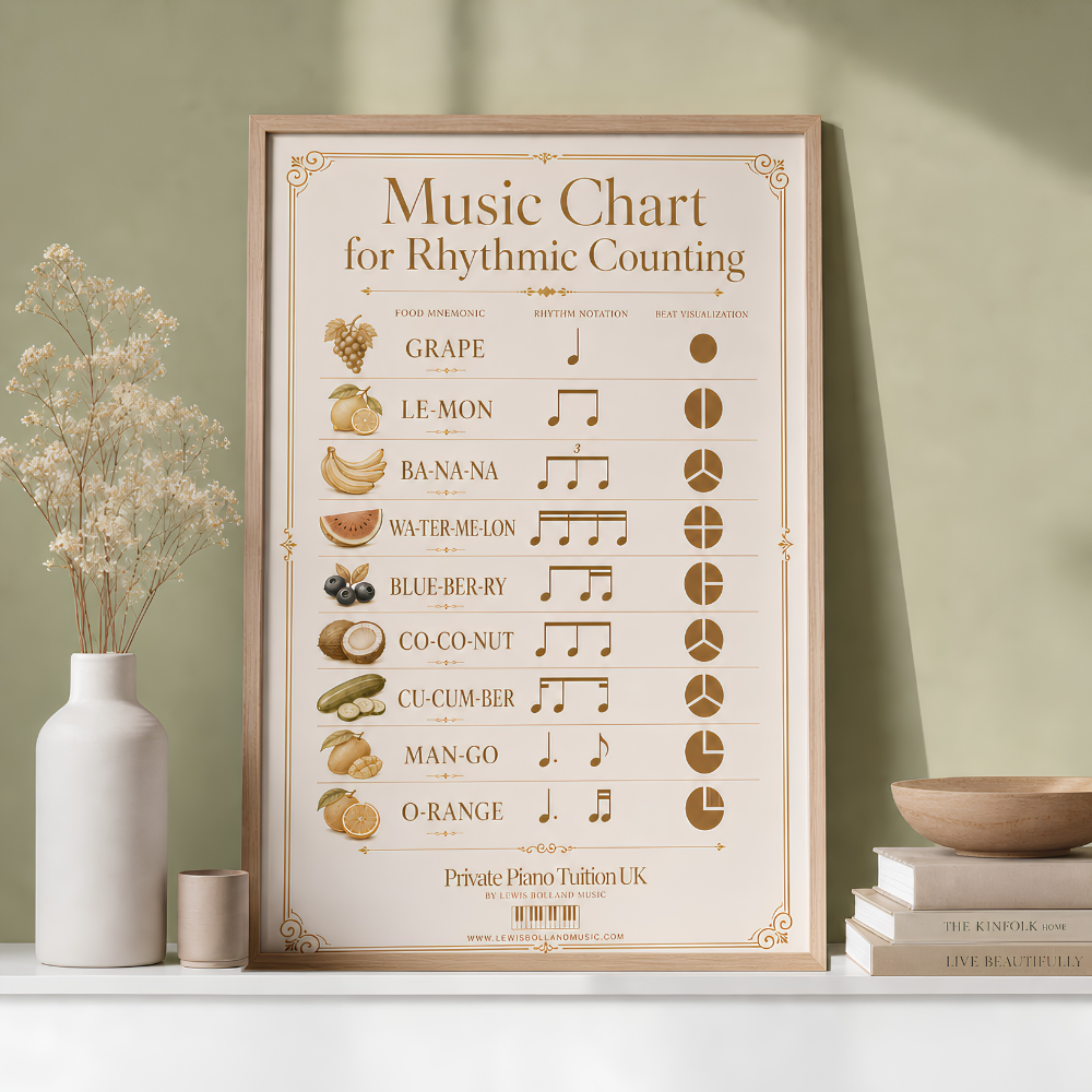 Rhythmic Counting Poster (Beginner Piano Rhythm Chart)