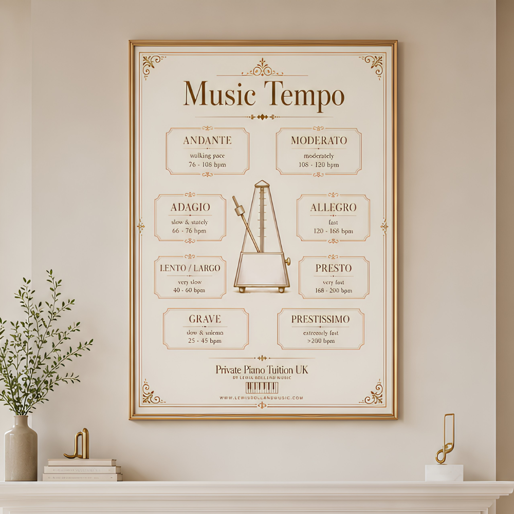 Music Tempo Poster (Metronome BPM Theory Chart)